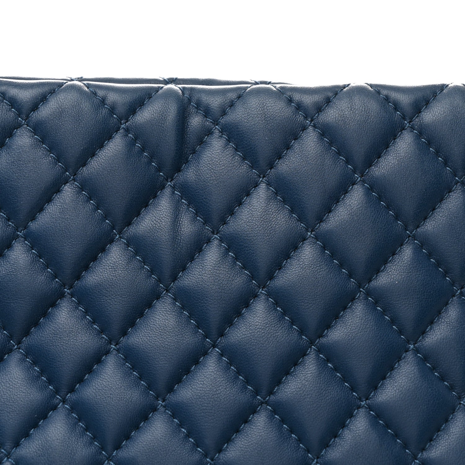 Lambskin Quilted Large Fluffy CC Shopping Tote Blue