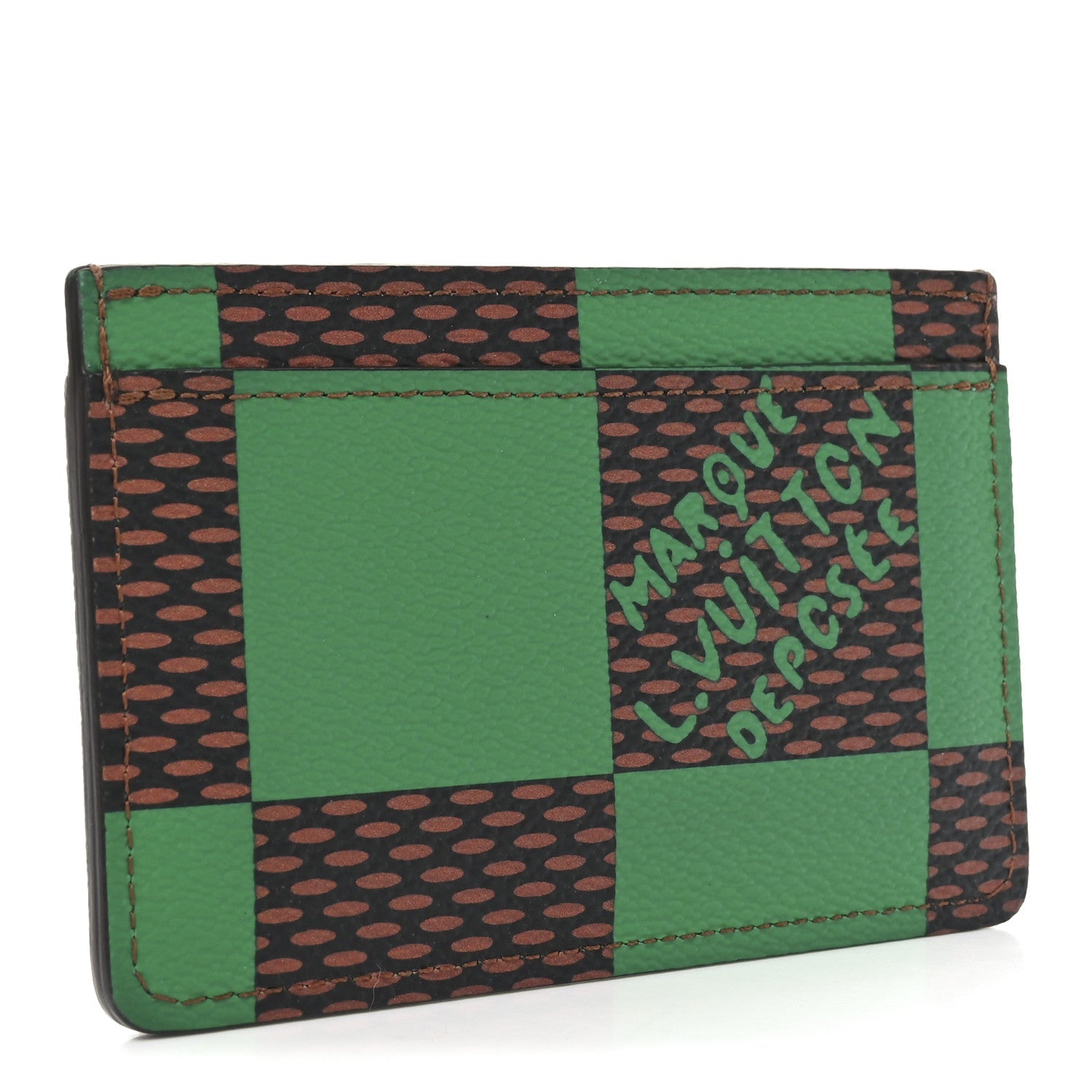 Damier Pop Porte Cartes Simple Card Holder Green