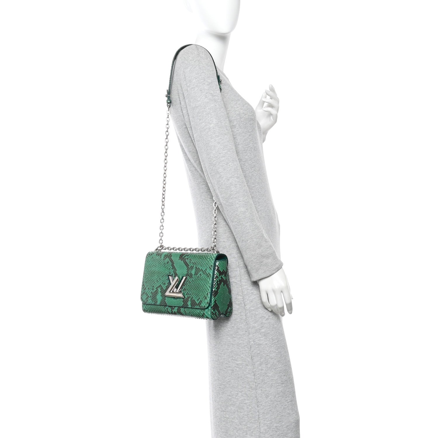 Snakeskin Twist Shoulder Bag MM Green