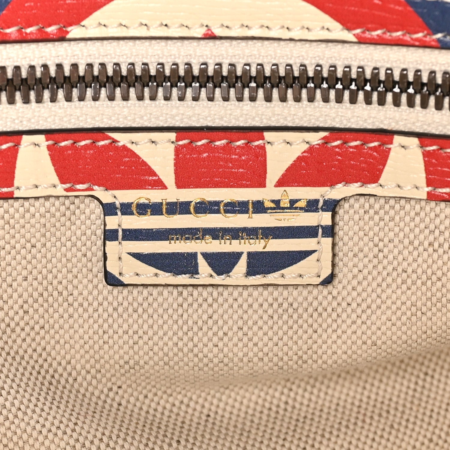 X ADIDAS Shangai Calfskin Web Trefoil Interlocking G Mini Duffle Bag Red White Blue