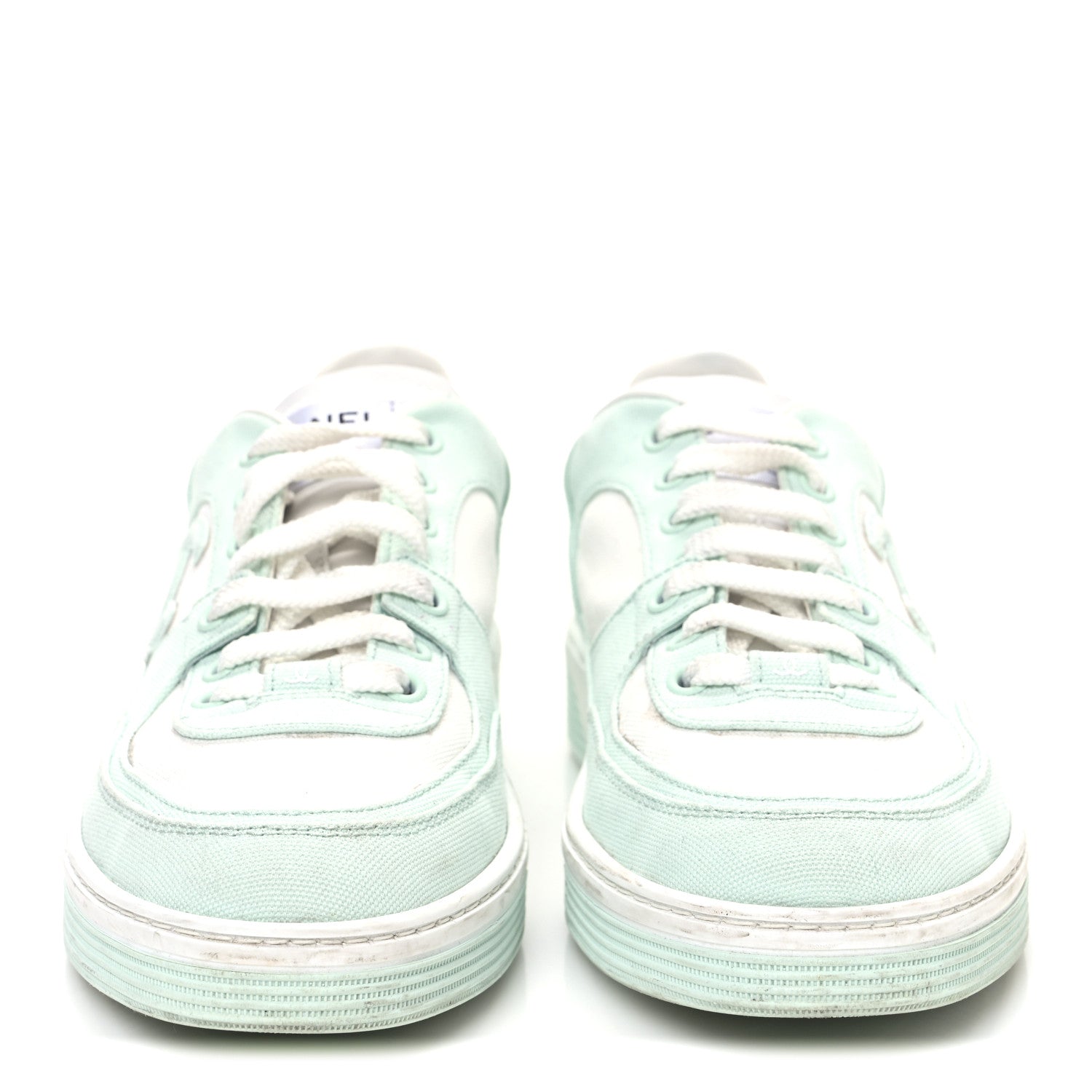 Cotton Sneakers 39 Light Turquoise White