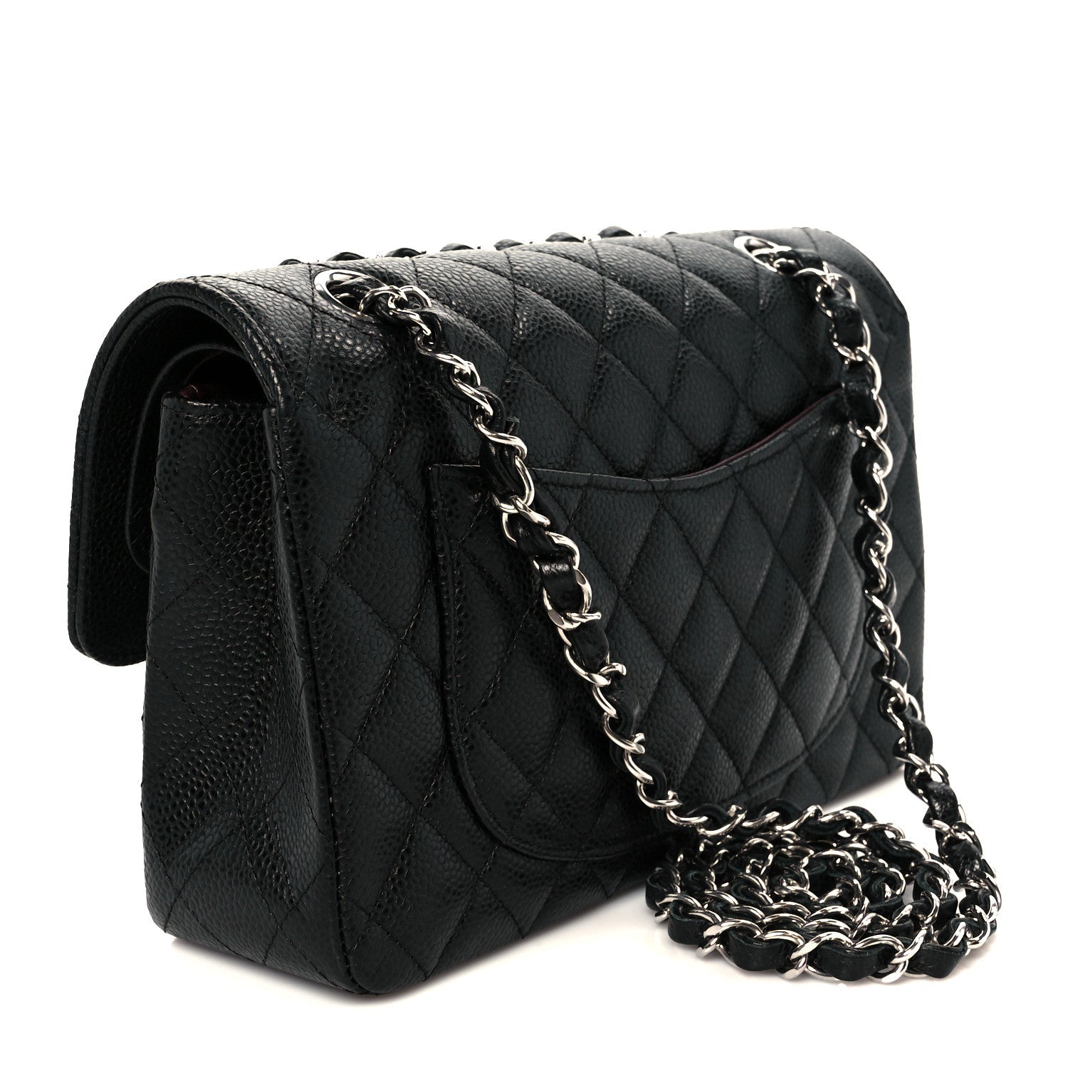 Caviar Quilted Small Double Flap Black