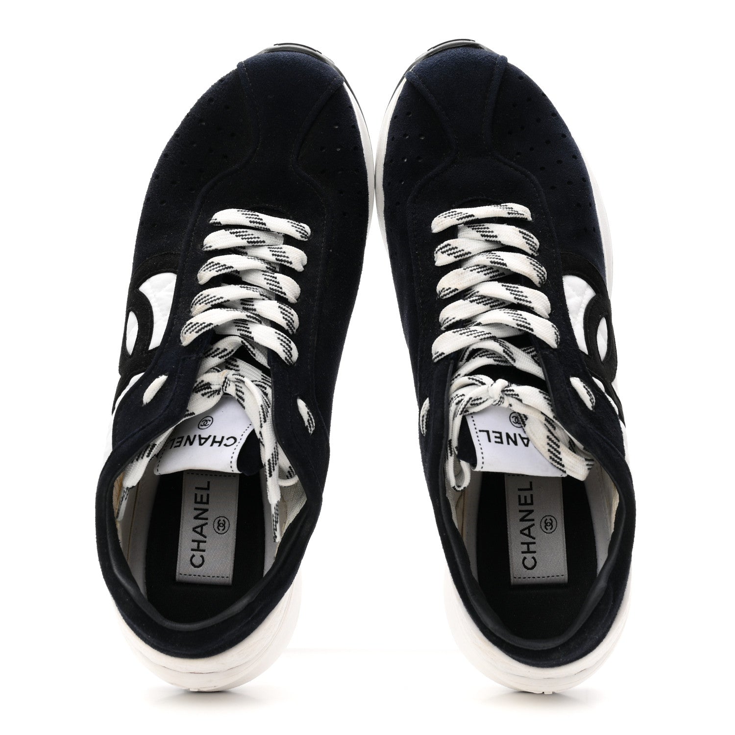 Fabric Suede Kidskin CC Sneakers 41 Dark Navy White