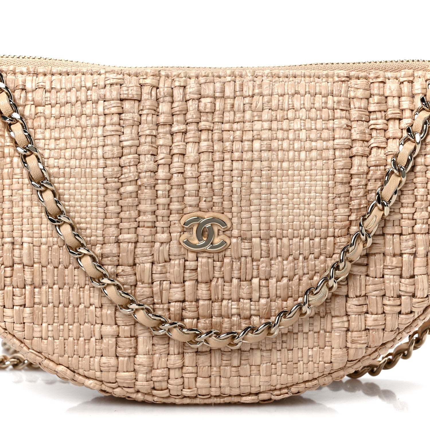 Raffia Other Shape With Chain Beige