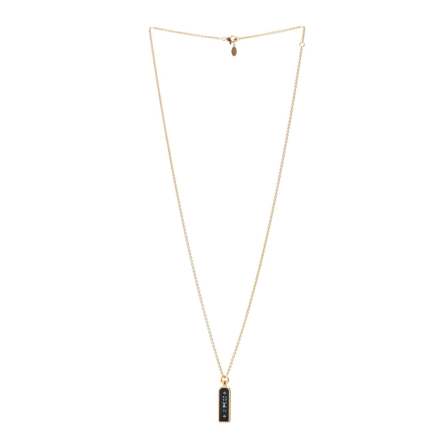 18K Yellow Gold Blue Titanium Small Les Gastons Tag Pendant Necklace