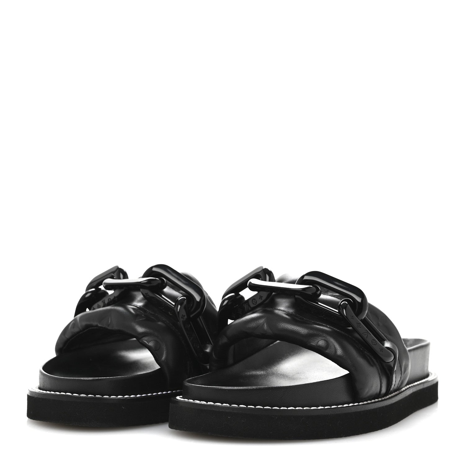 Calfskin Embossed Monogram Sunset Flat Comfort Mule 37 Black