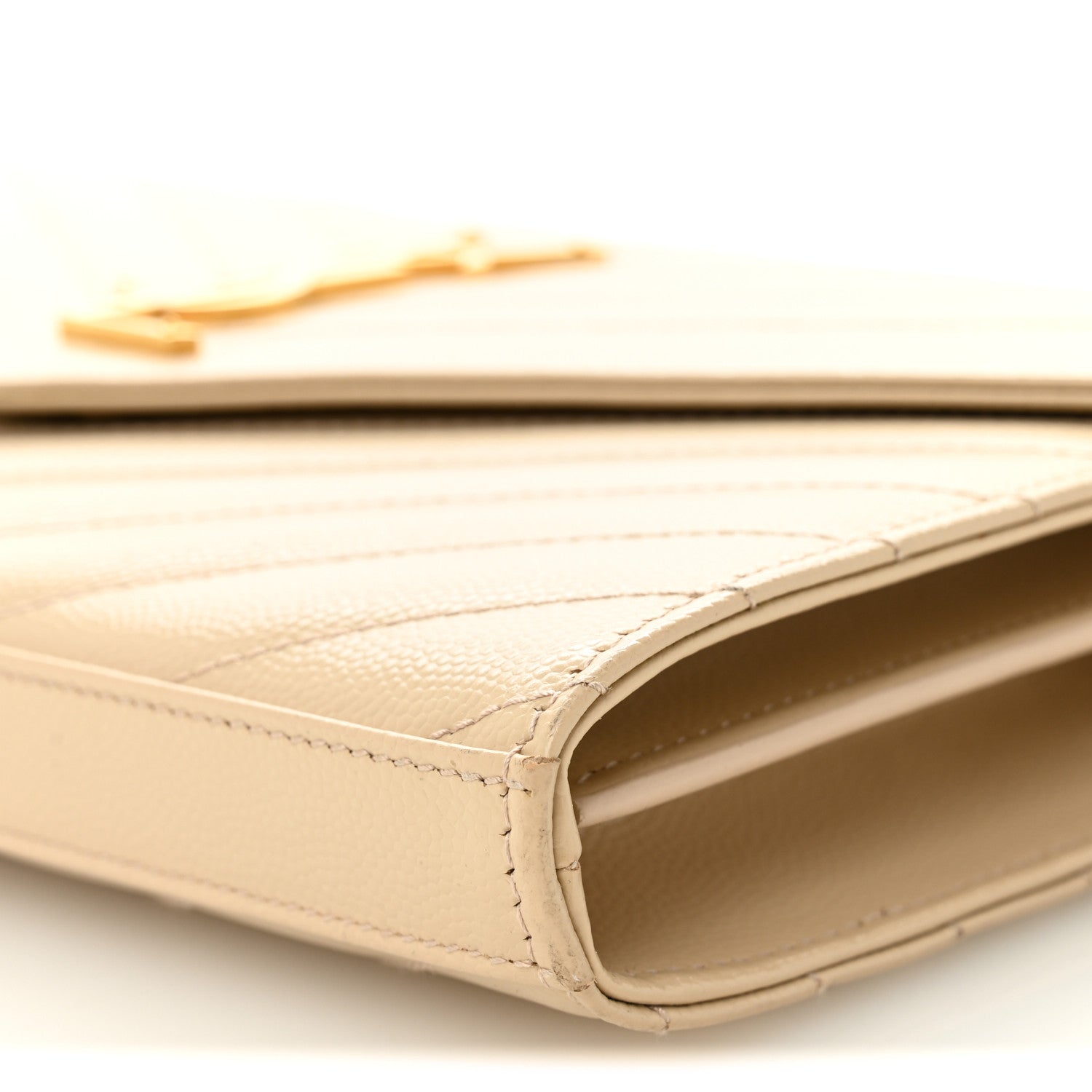Grain De Poudre Matelasse Chevron Monogram Chain Wallet Nude Powder