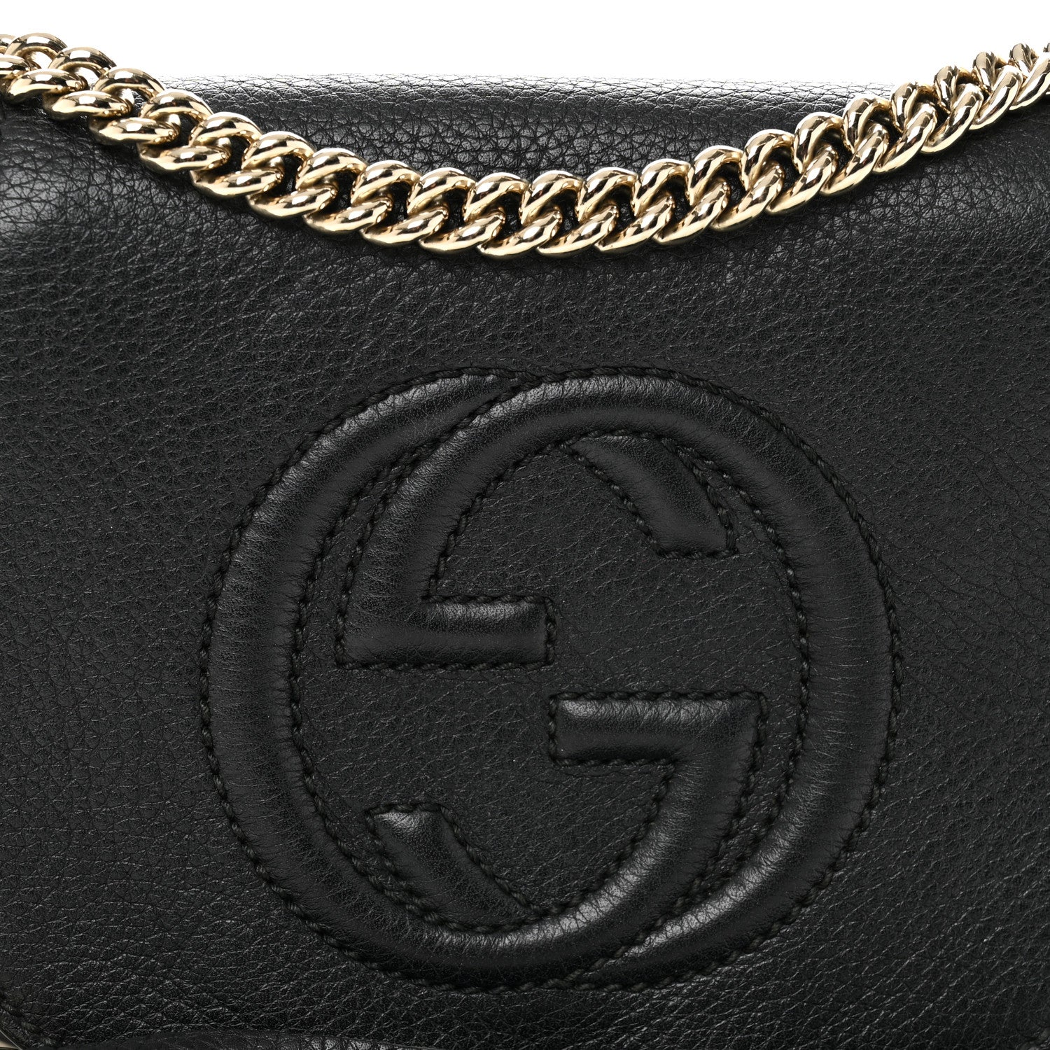 Pebbled Calfskin Small Soho Flap Crossbody Black