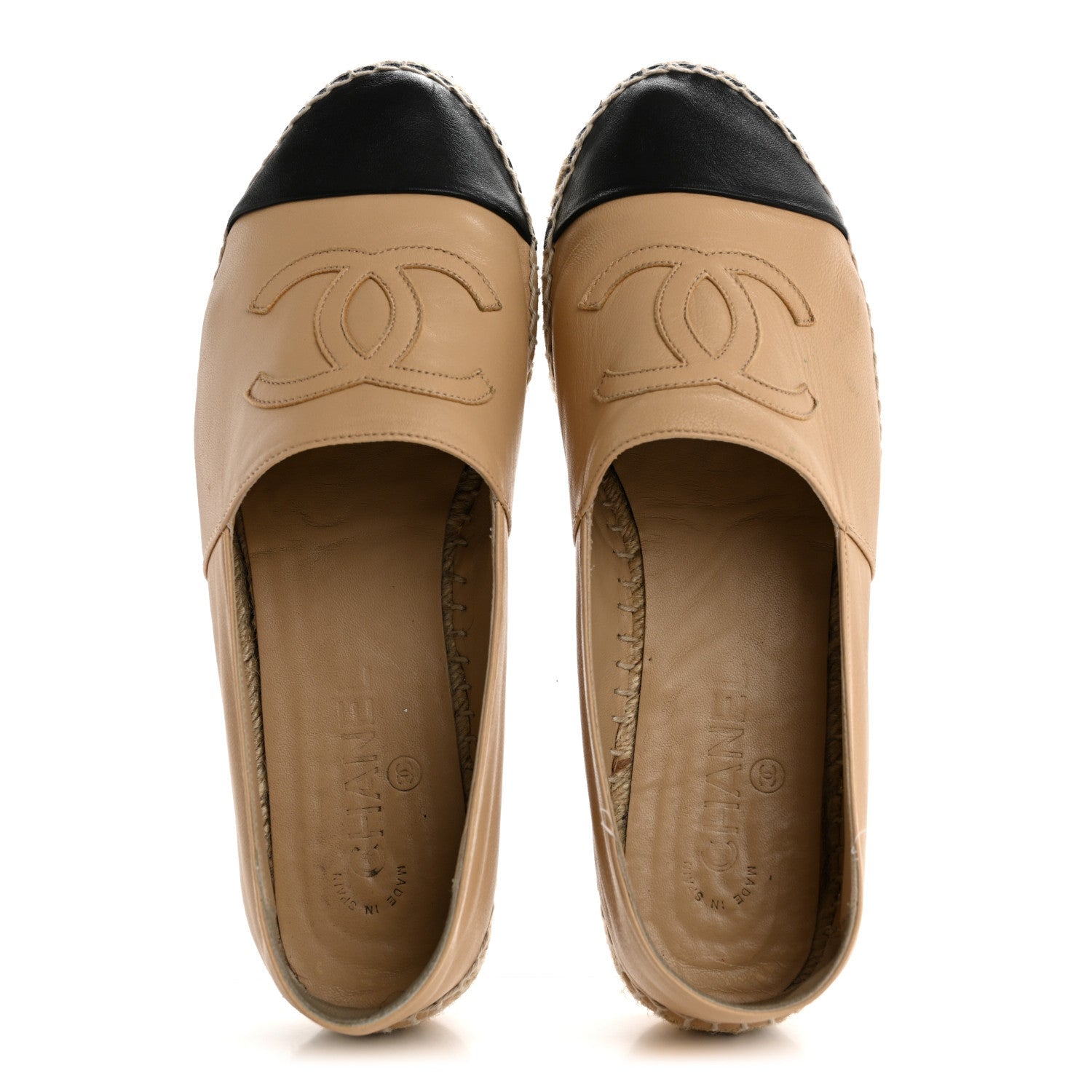 Lambskin CC Espadrilles 40 Beige Black