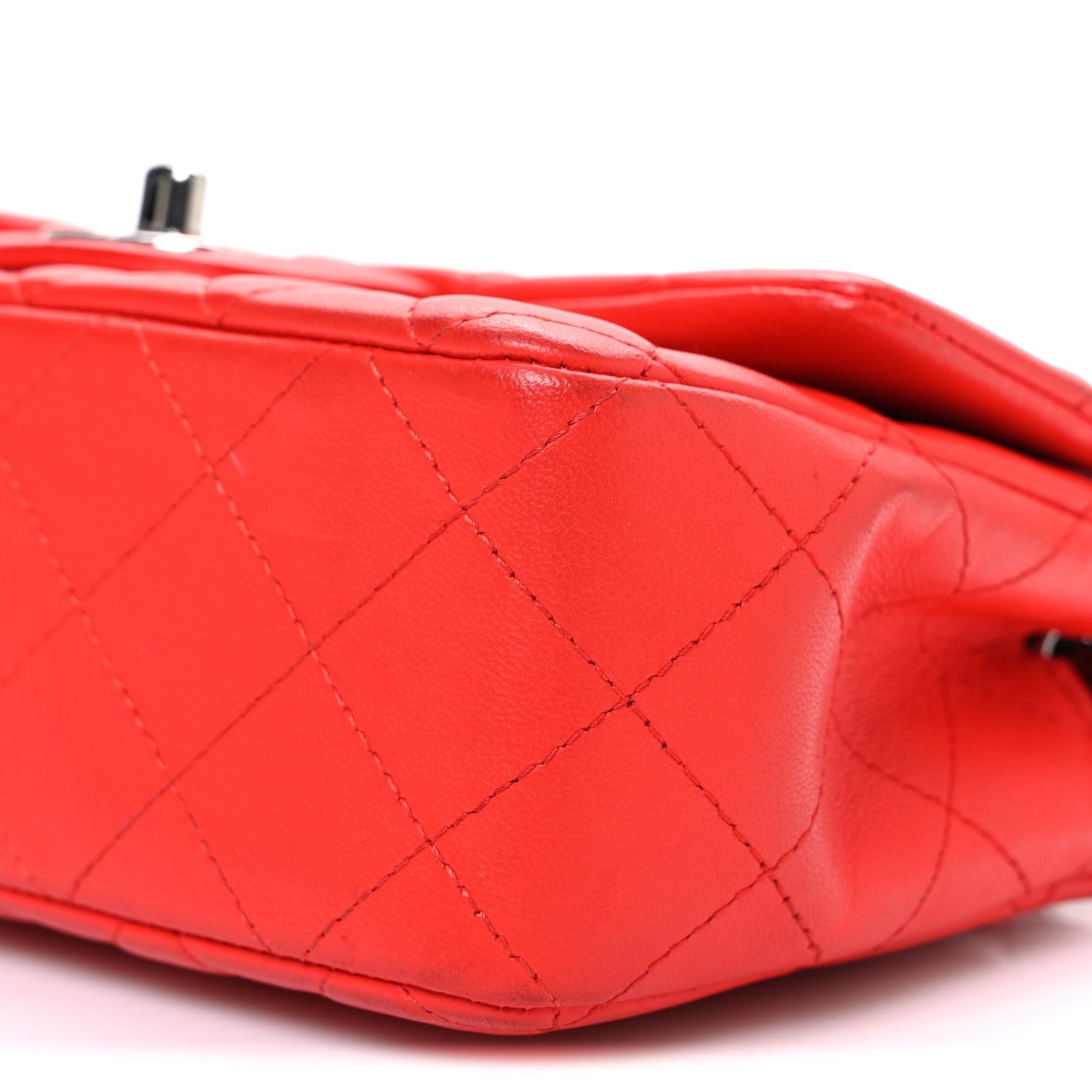 Lambskin Quilted Mini Rectangular Flap Red