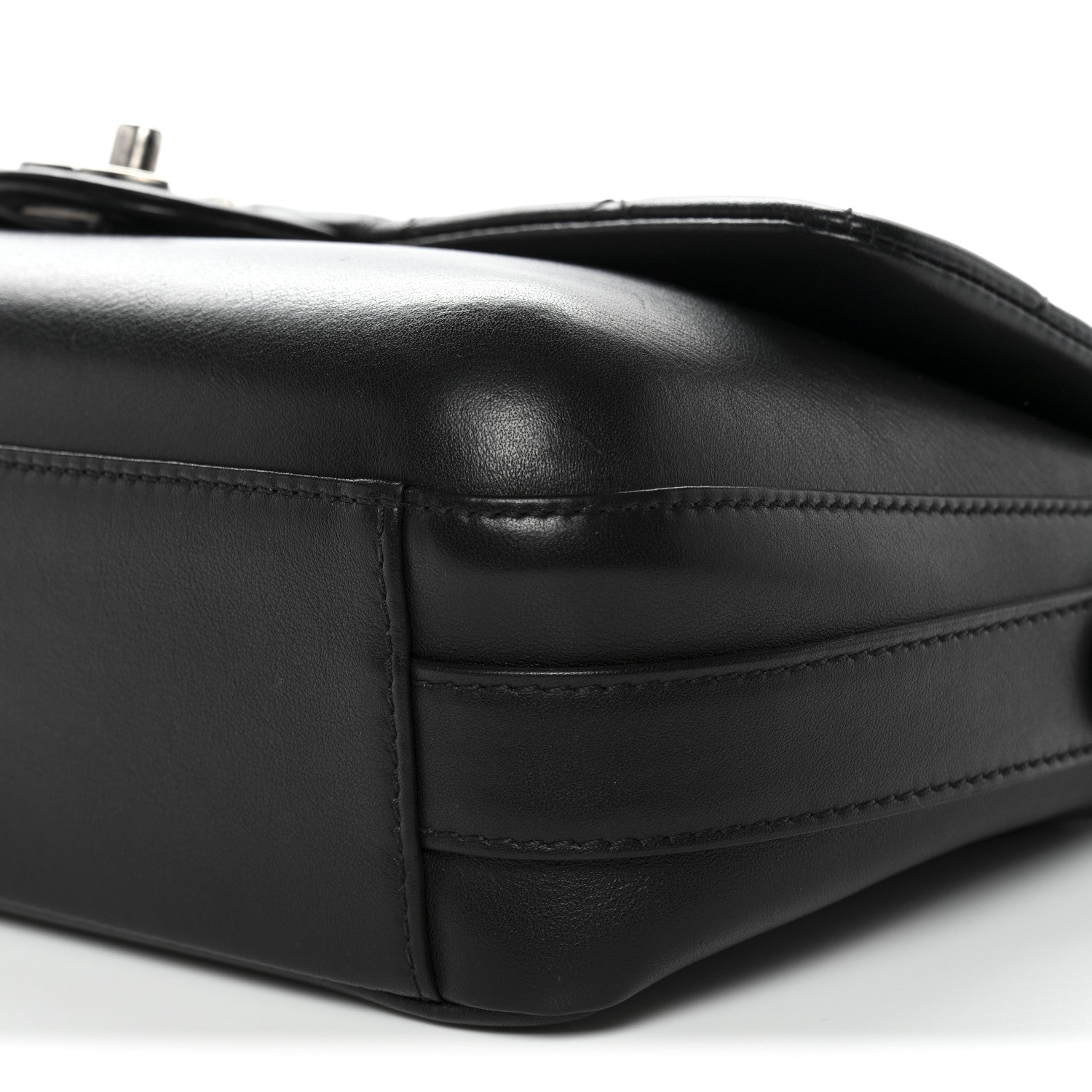 Calfskin Quilted Large Rock My Shoulder Flap Black