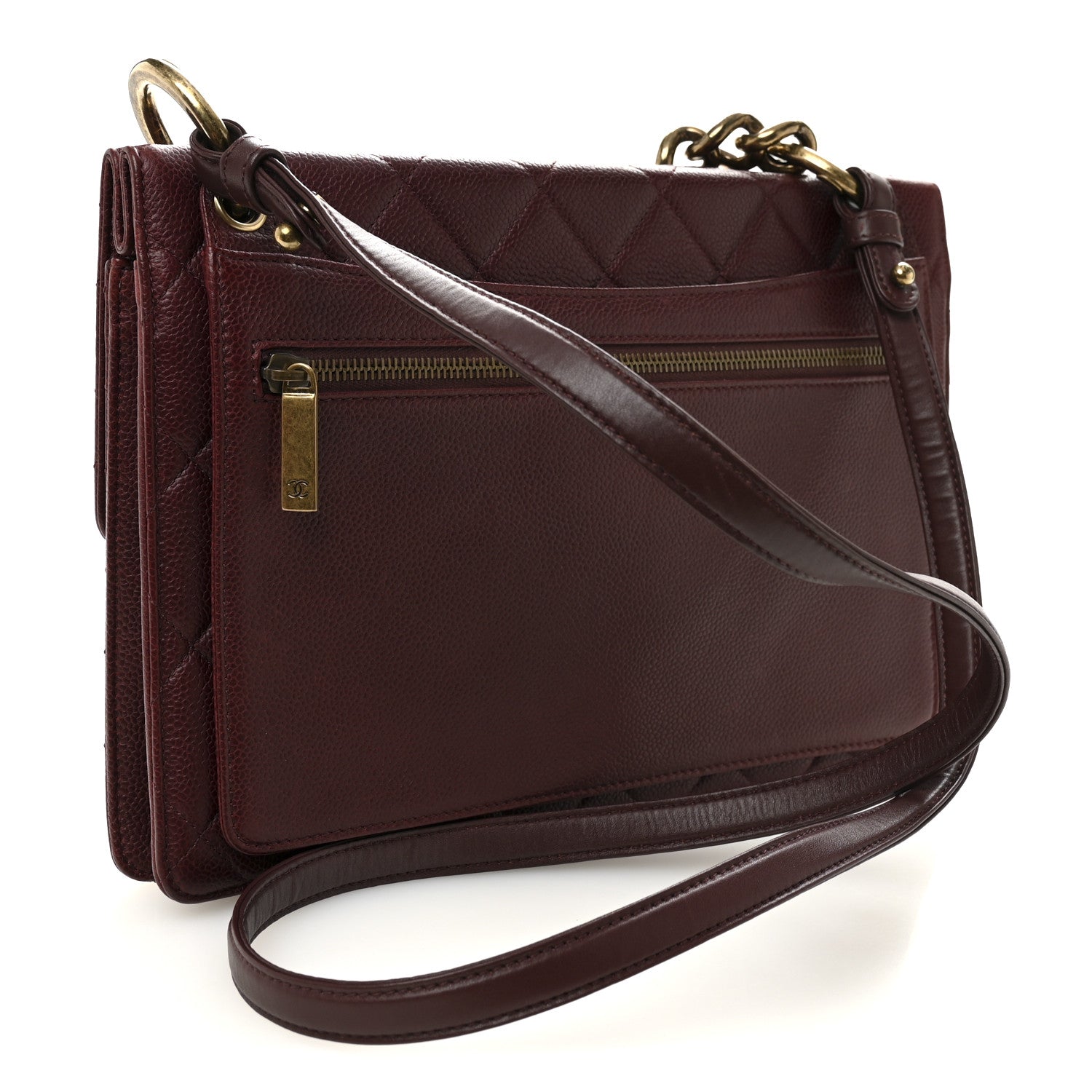 Caviar Quilted Large Retro Class Flap Burgundy