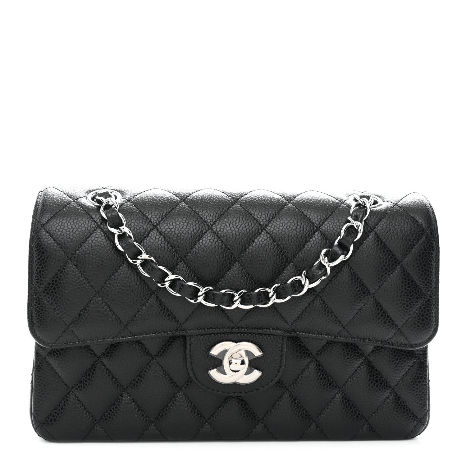 Caviar Quilted Small Double Flap Black