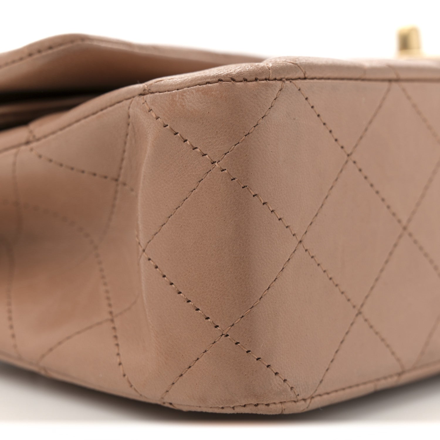 Lambskin Quilted Medium Double Flap Brown