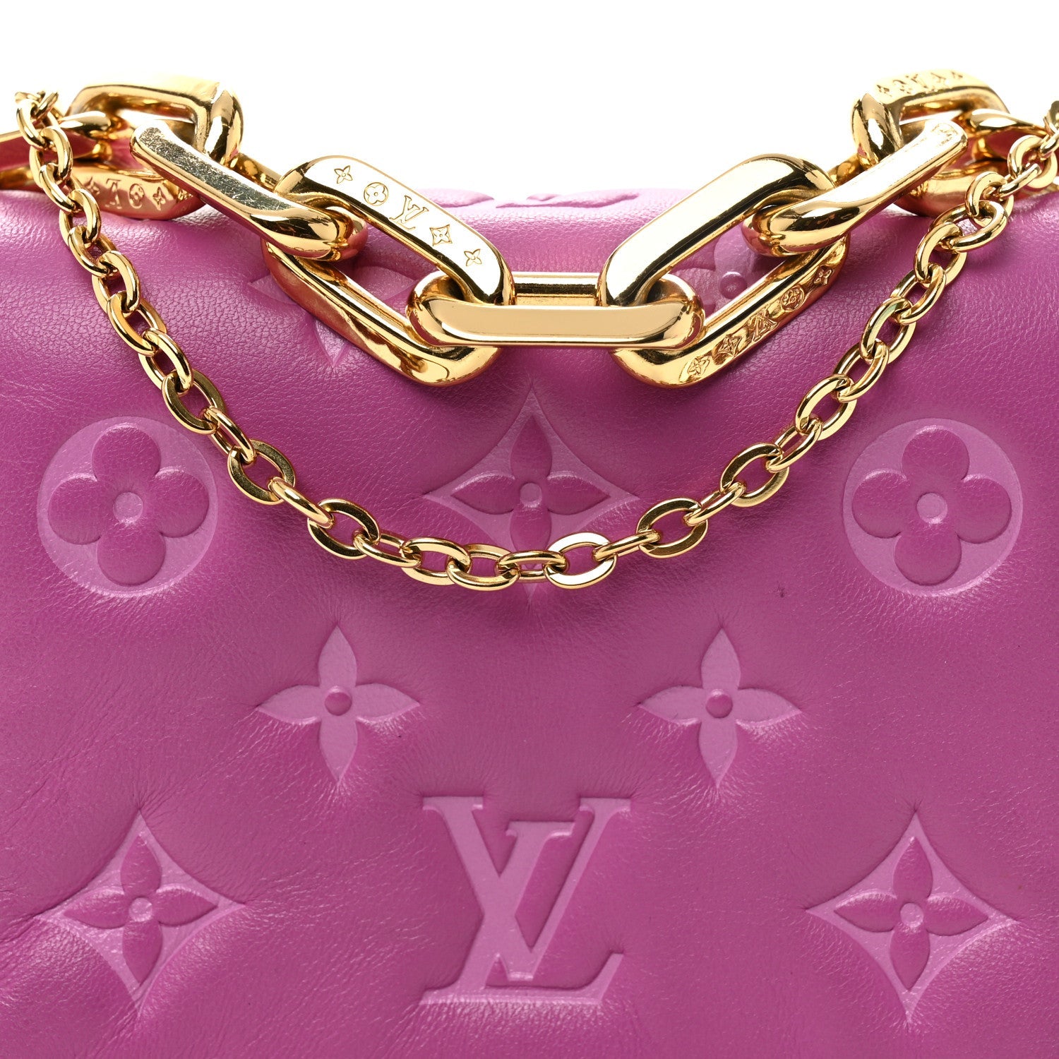Lambskin Embossed Monogram Coussin Belt Bag Orchid