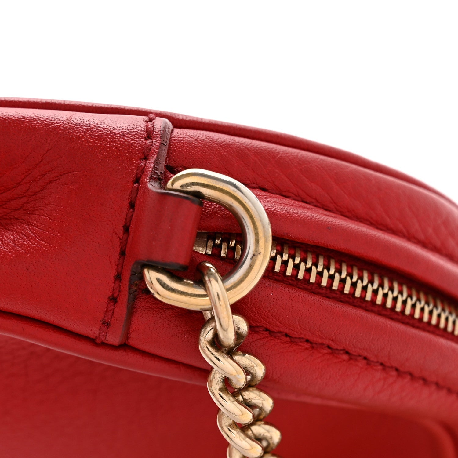 Pebbled Calfskin Mini Soho Chain Bag Tabasco Red