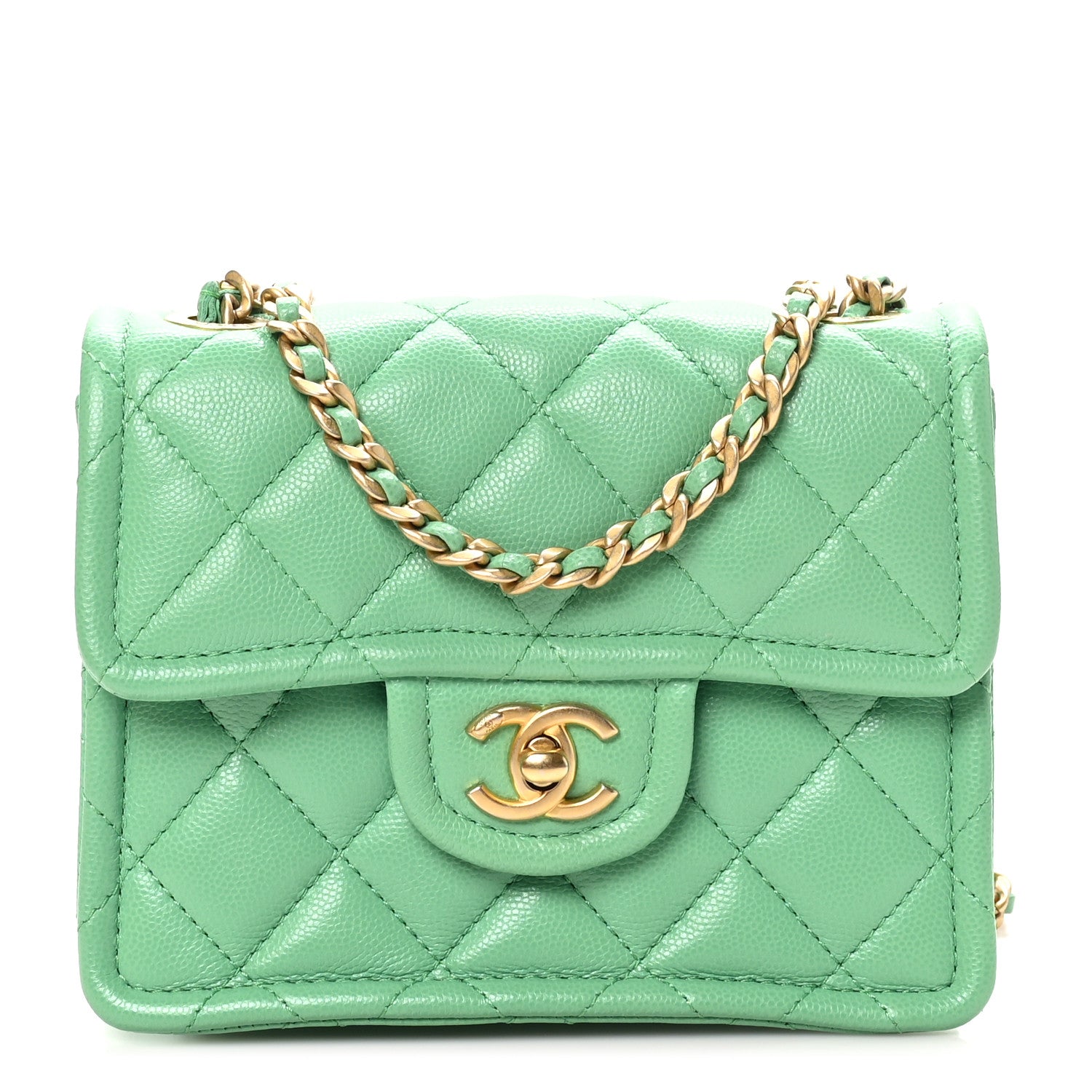 Caviar Quilted Mini Sweet Classic Flap Green