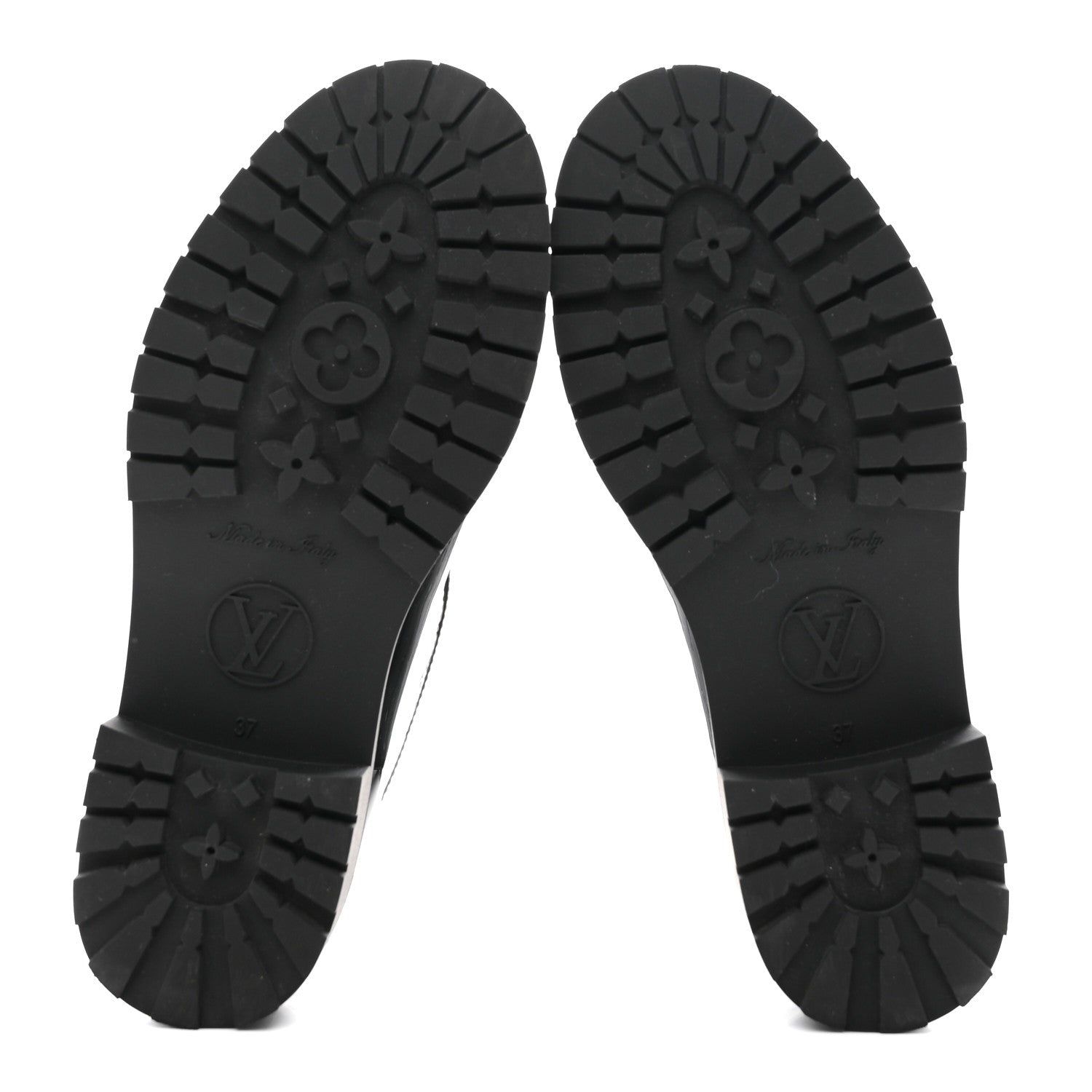 Rubber Embossed Monogram Drops Flat Half Boots 37 Black