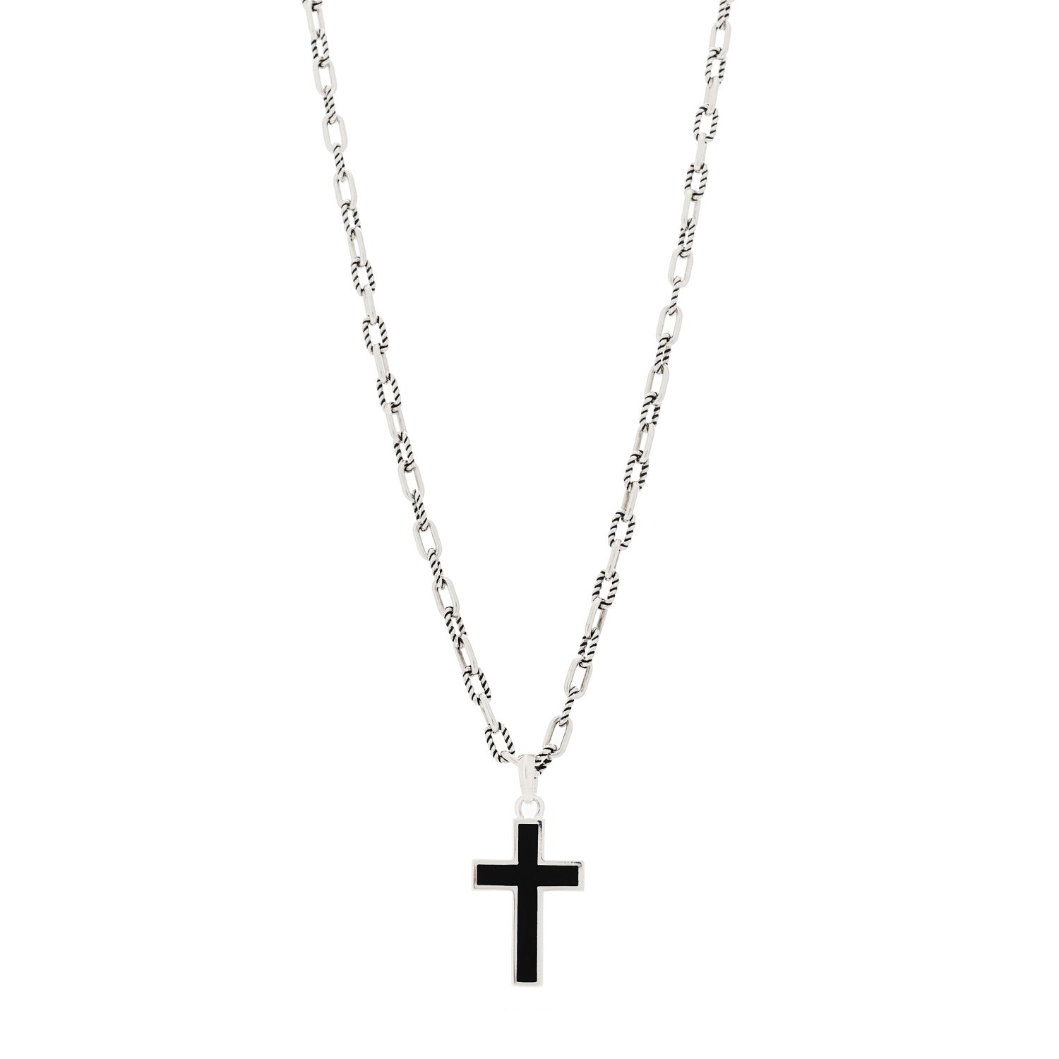 Sterling Silver Black Onyx Cross Pendant DY Madison Chain Necklace