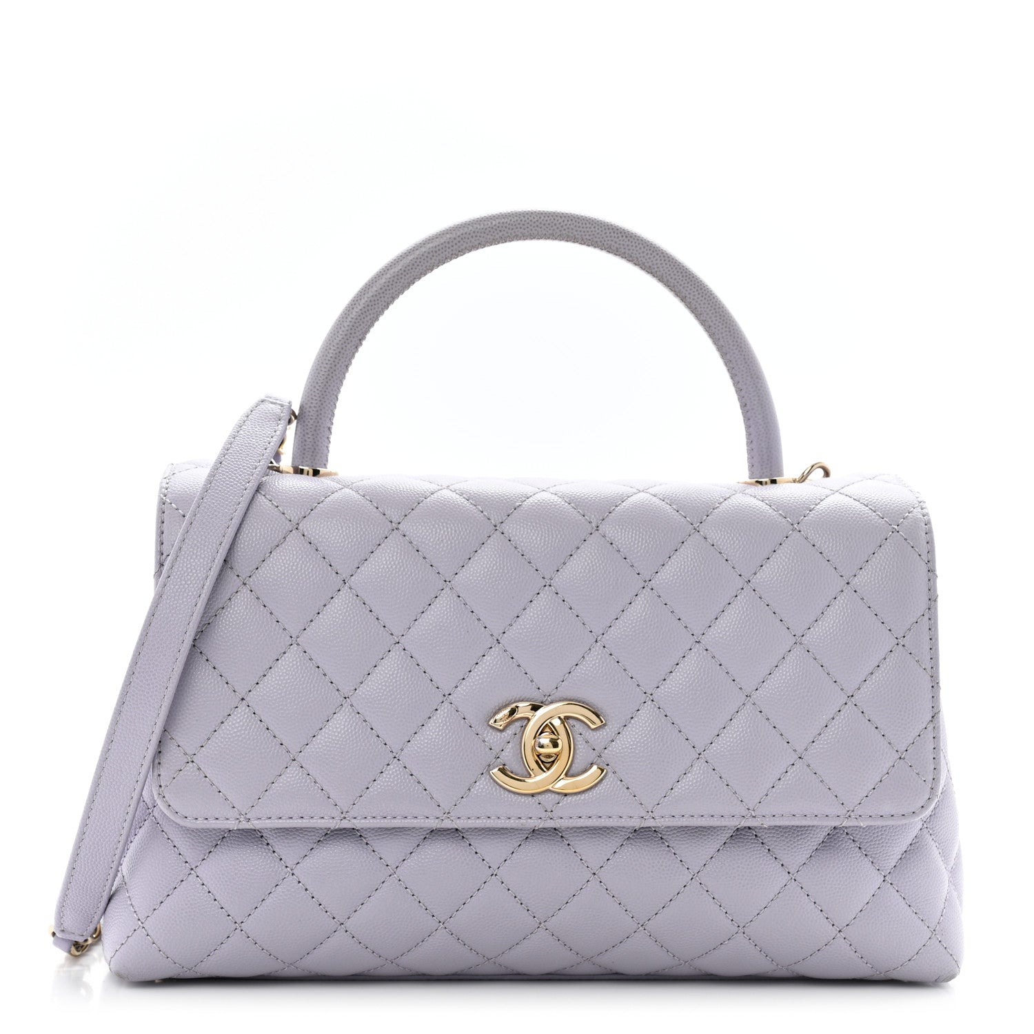 Caviar Quilted Small Coco Handle Flap Light Purple
