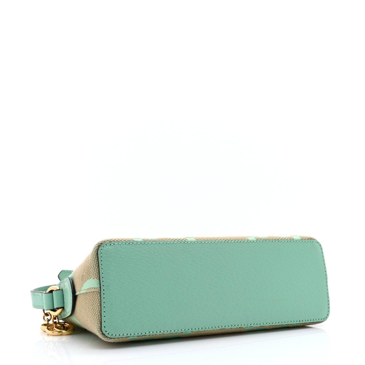 Monogram Jumbo GG Textured Dollar Calfskin Small Ophidia Dome Shoulder Bag Beige Pepperlight Mint