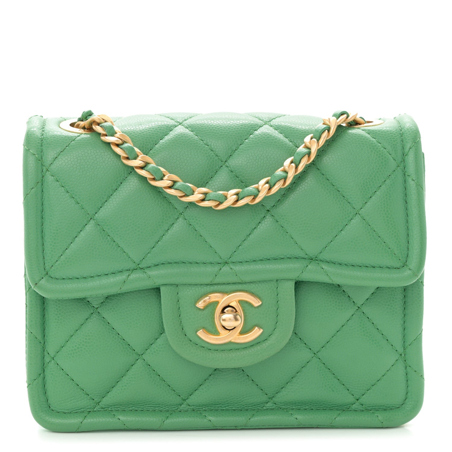 Caviar Quilted Mini Sweet Classic Flap Green