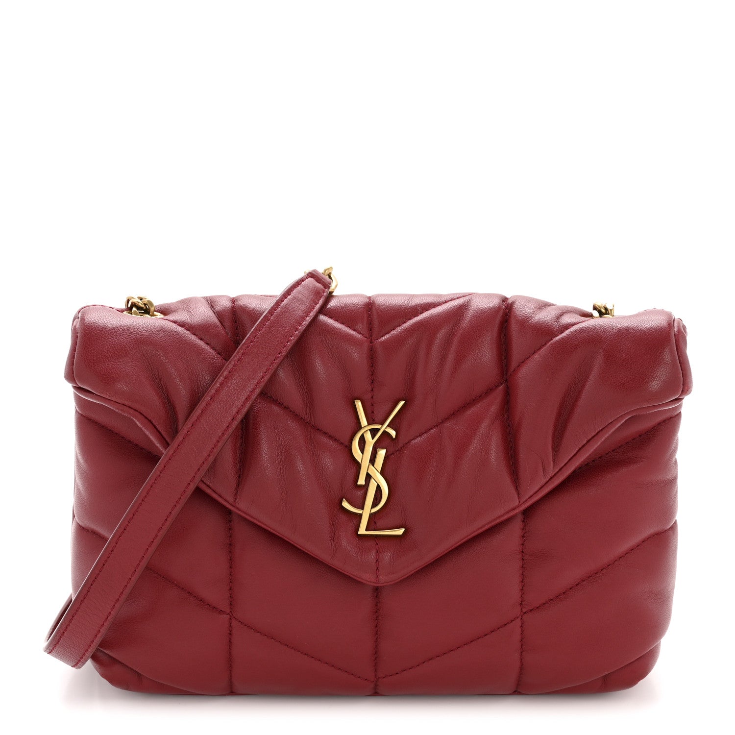 Lambskin Quilted Toy Loulou Puffer Monogram Chain Satchel Red