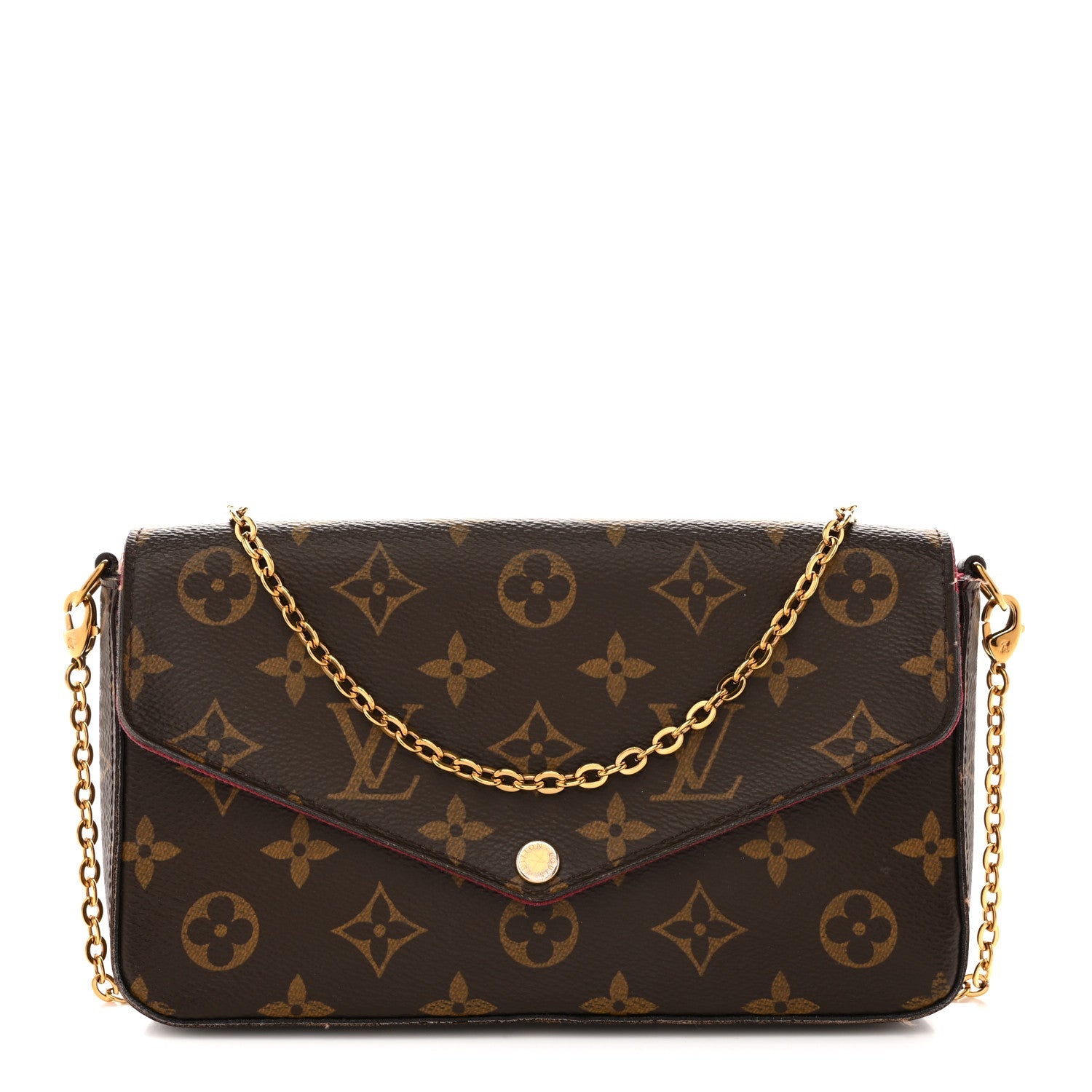 Monogram Pochette Felicie Chain Wallet Fuchsia