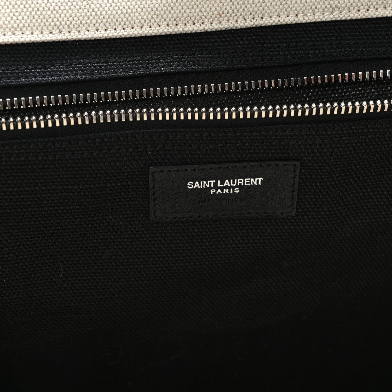 Linen Calfskin Rive Gauche Tote White Black