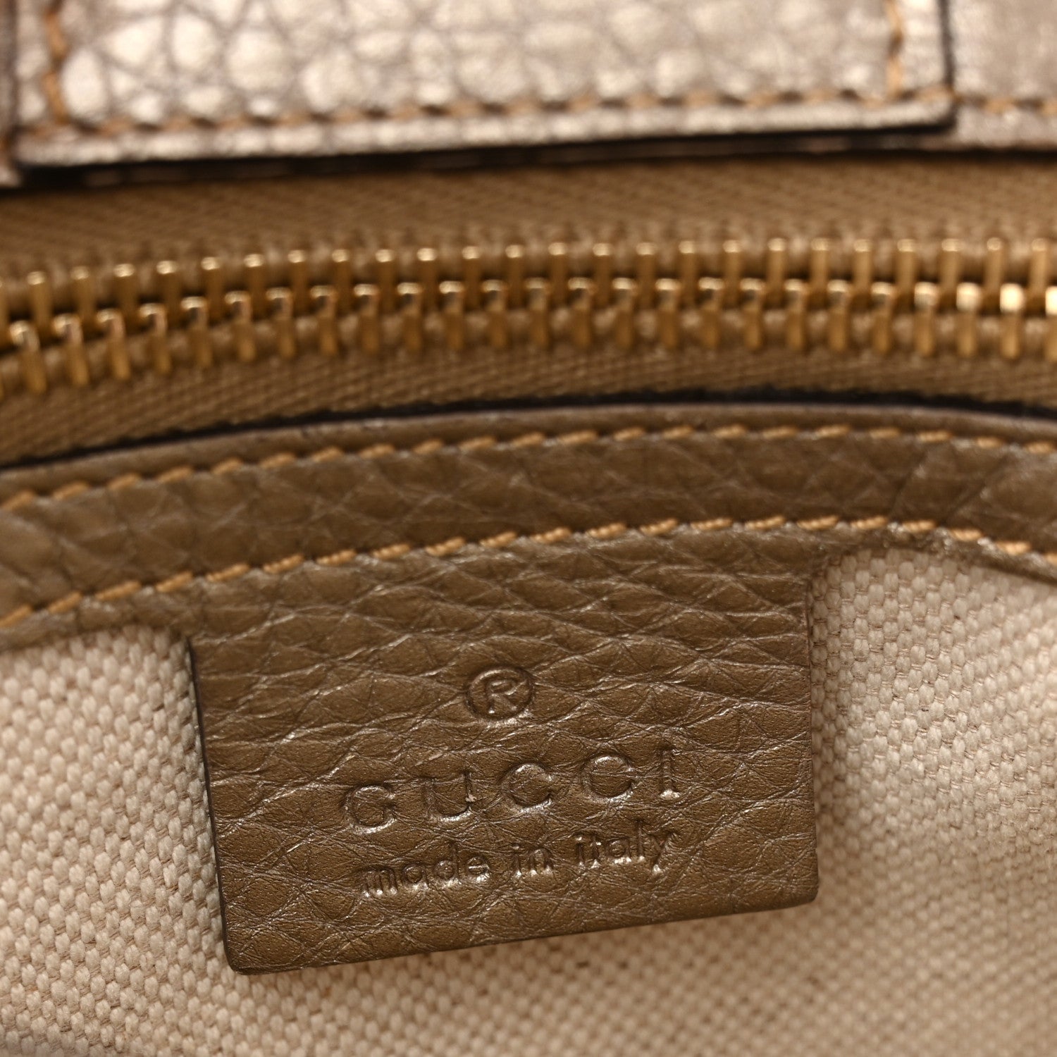 Metallic Pebbled Calfskin Medium Bamboo Shopper Tote Golden Beige