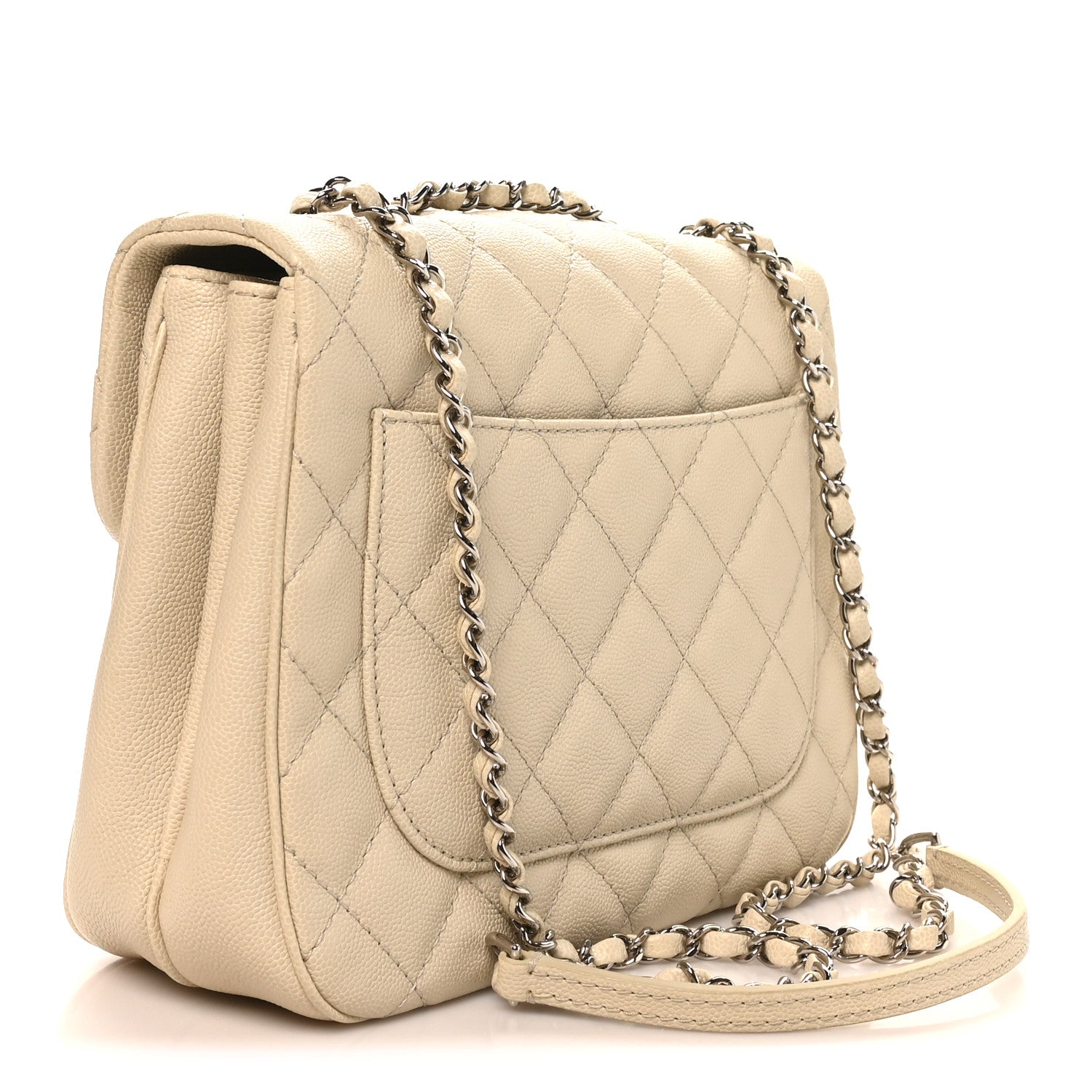 Caviar Quilted Medium Urban Companion Flap Ivory