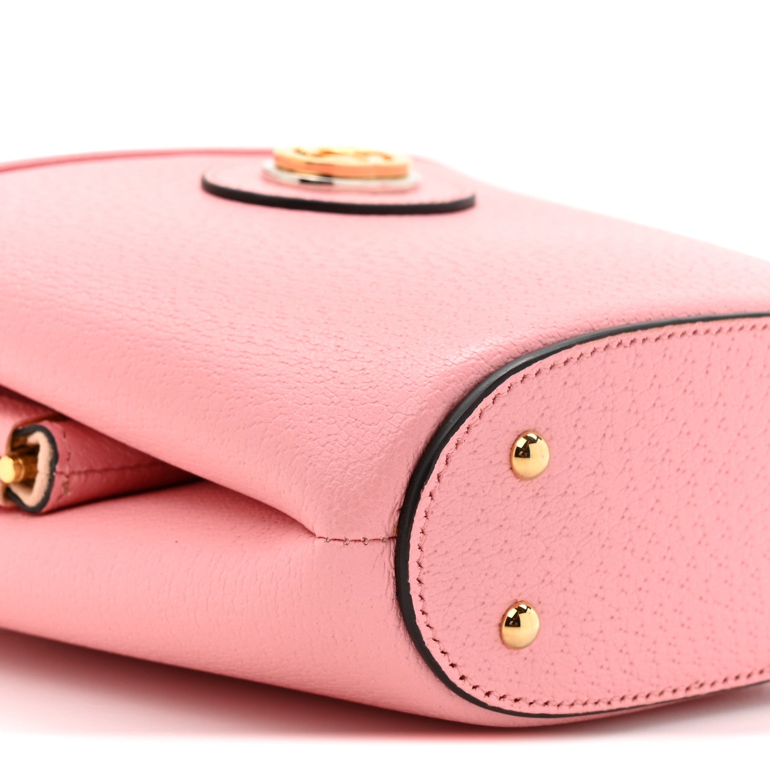 Textured Dollar Calfskin Bamboo Mini Marina Bucket Bag Wild Rose