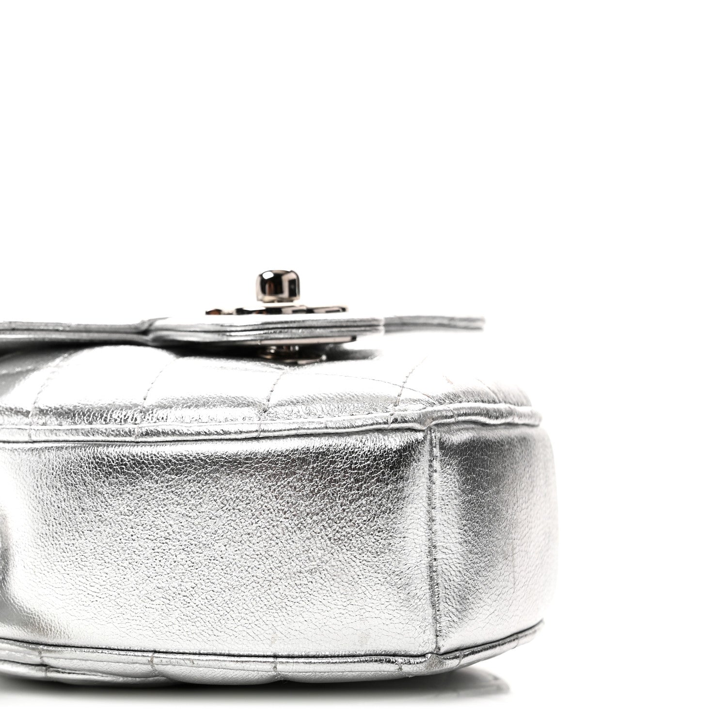 Metallic Lambskin Quilted CC In Love Heart Clutch With Chain Silver