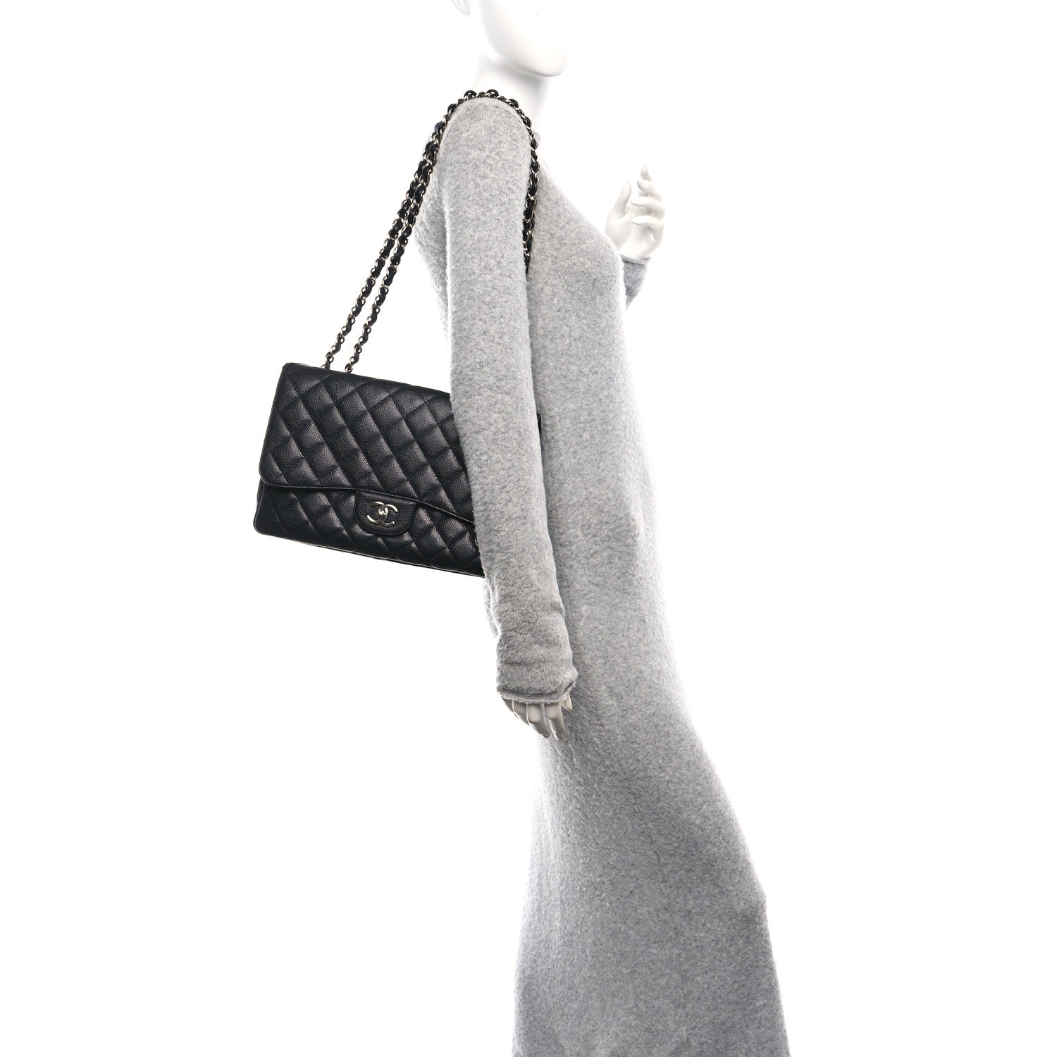 Caviar Quilted Jumbo Single Flap Black