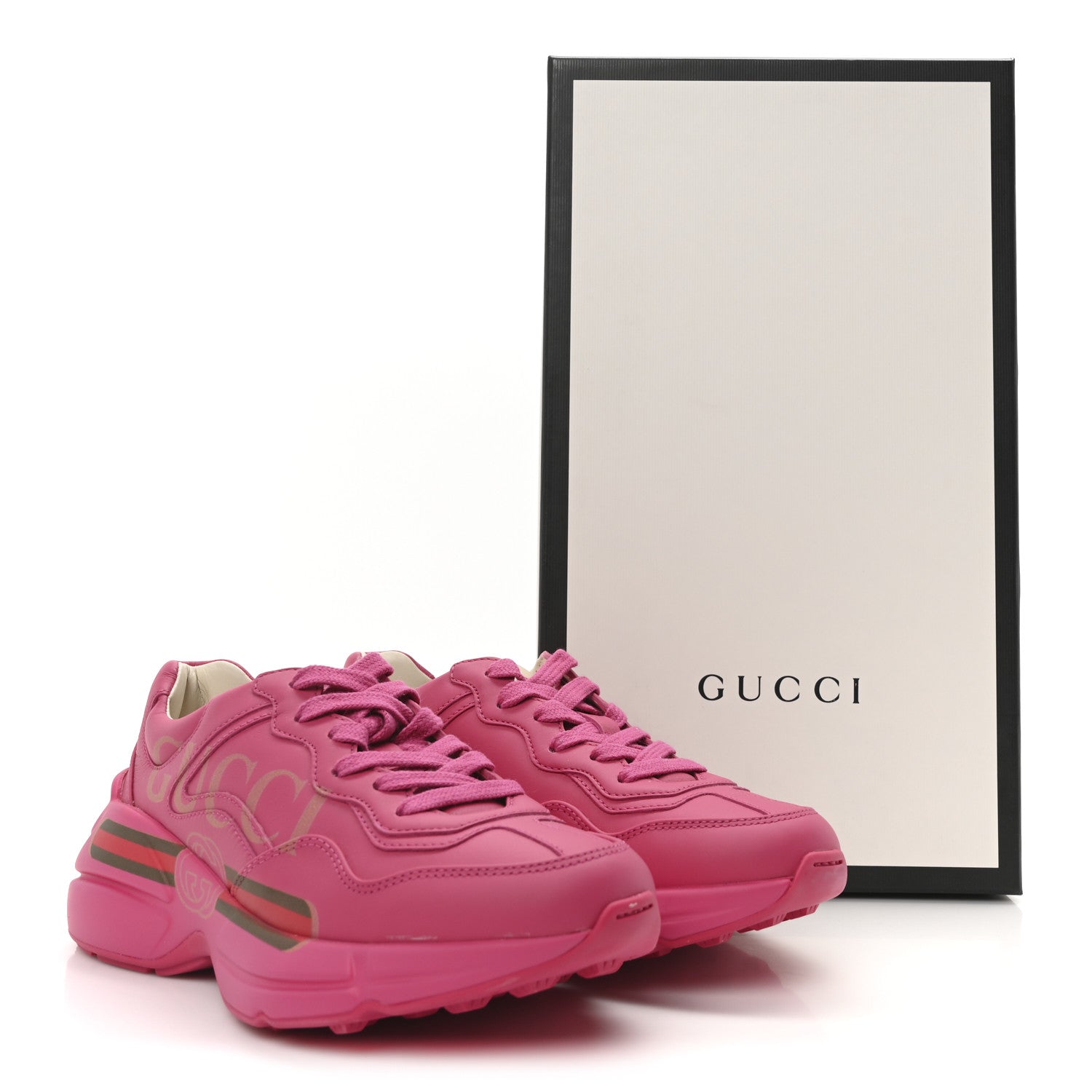 Calfskin Logo Womens Rhyton Sneakers 35.5 Box Pink
