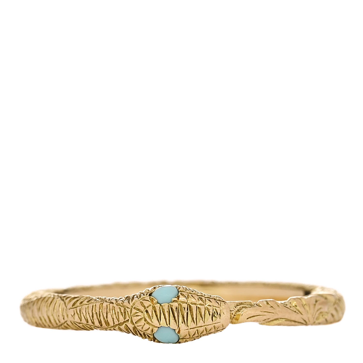 18K Yellow Gold Turquoise Ouroboros Snake Ring 49 4.75