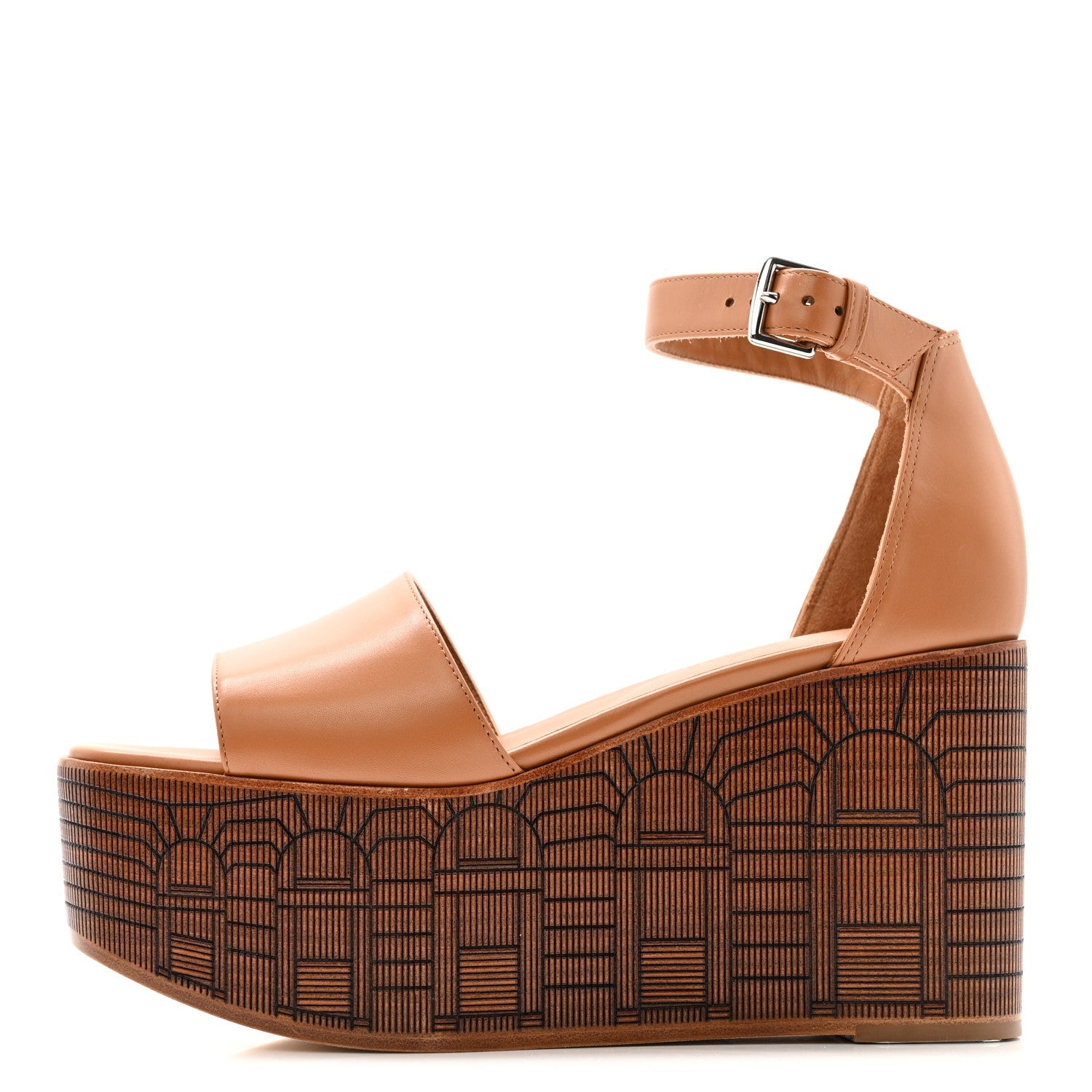 Calfskin Illusion 35 Sandals 36.5 Naturel