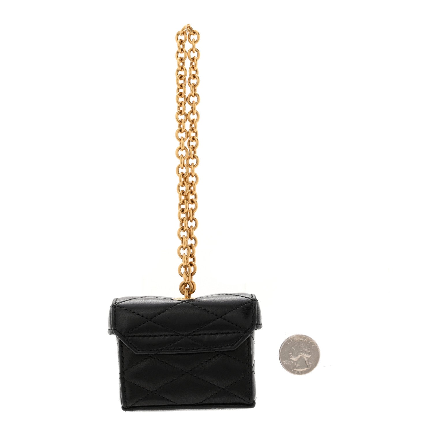 Lambskin Matelasse Monogram June Box Bag Charm Black