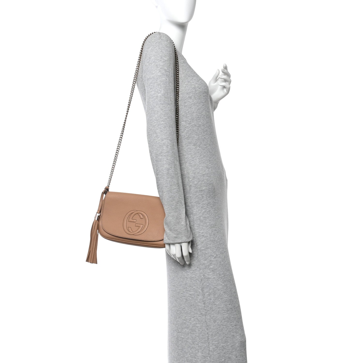 Pebbled Calfskin Medium Soho Flap Crossbody Camelia