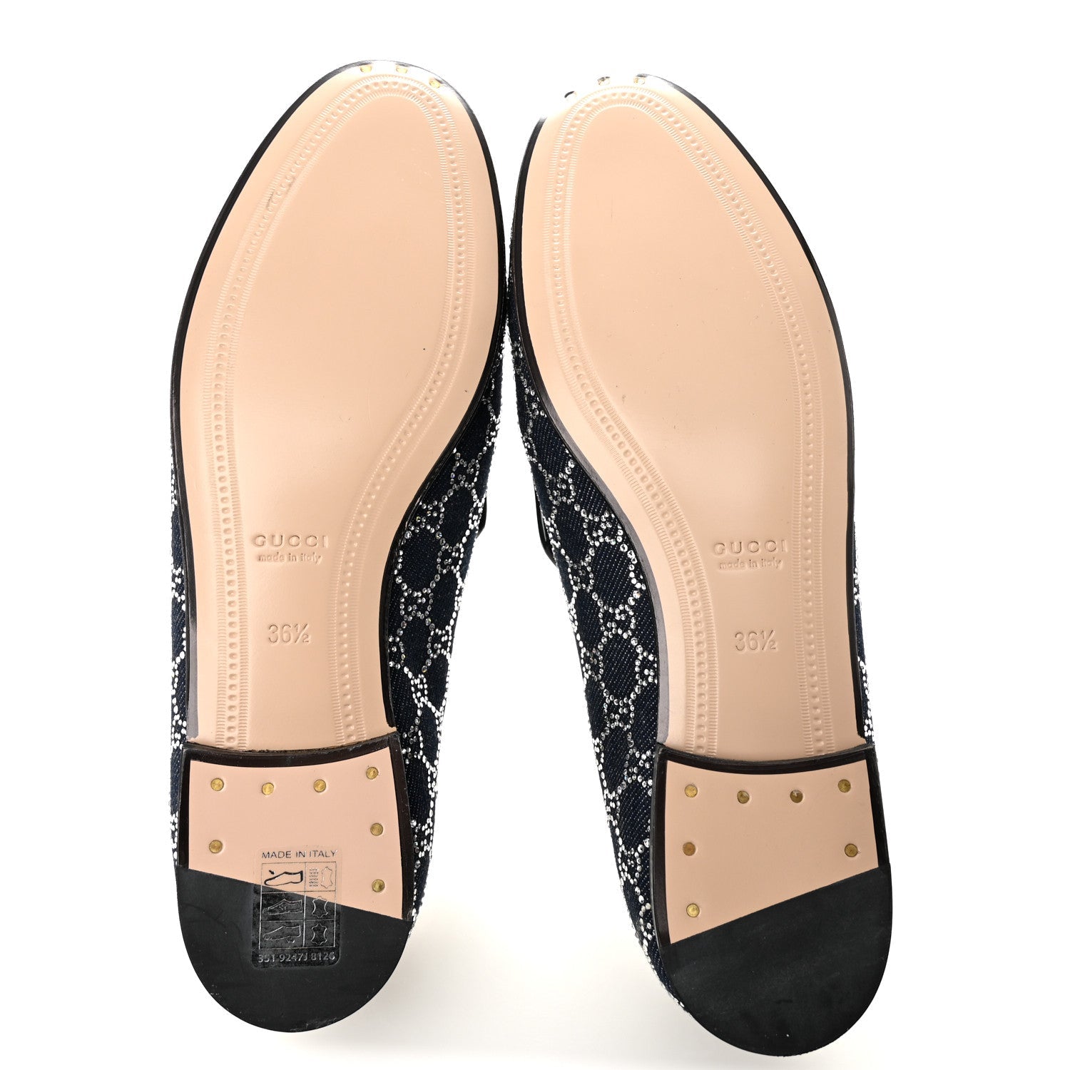 Denim Crystal GG Monogram Horsebit Womens Jordaan Loafers 36.5 Deep Blue Blue Milad