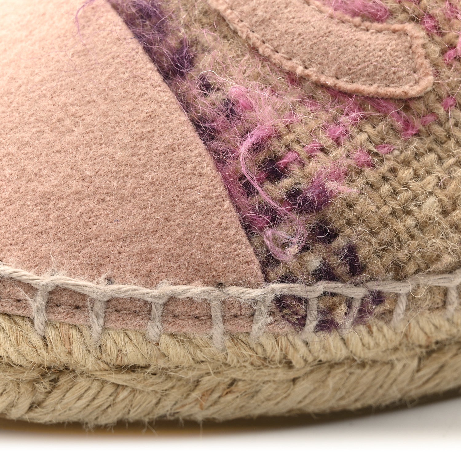 Tweed Grosgrain CC Espadrilles 38 Beige Pink Peach