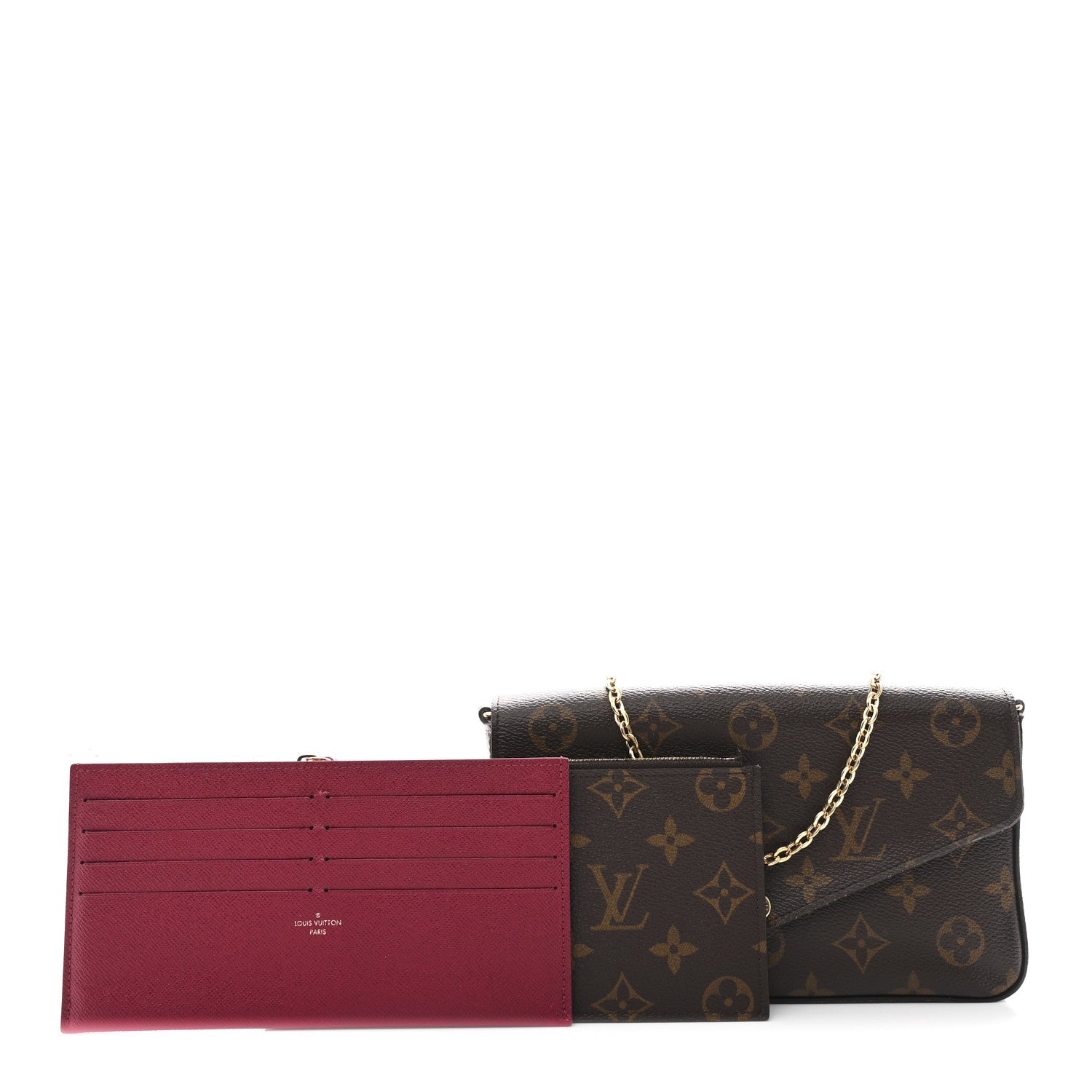Monogram Pochette Felicie Chain Wallet Fuchsia