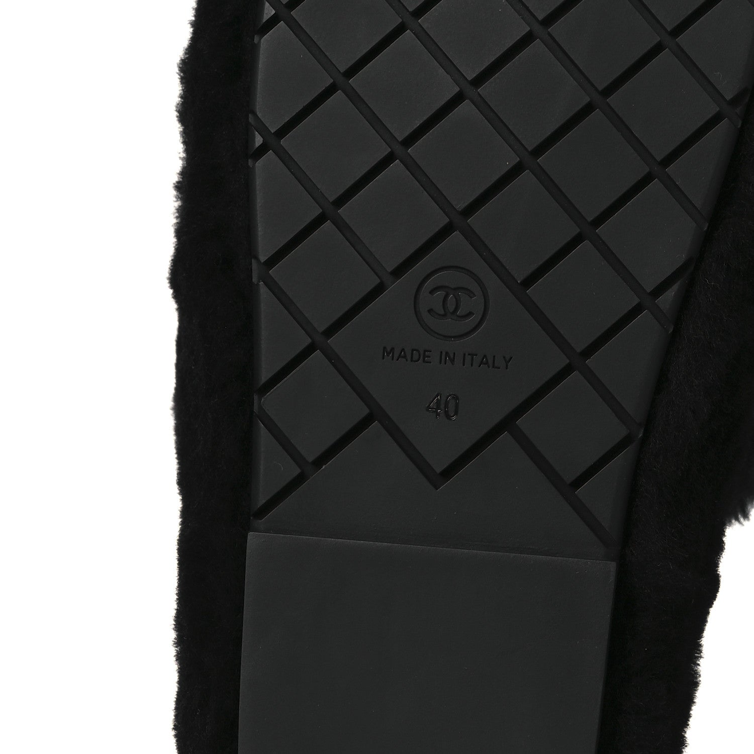 Shearling CC Flat Mules 40 Black