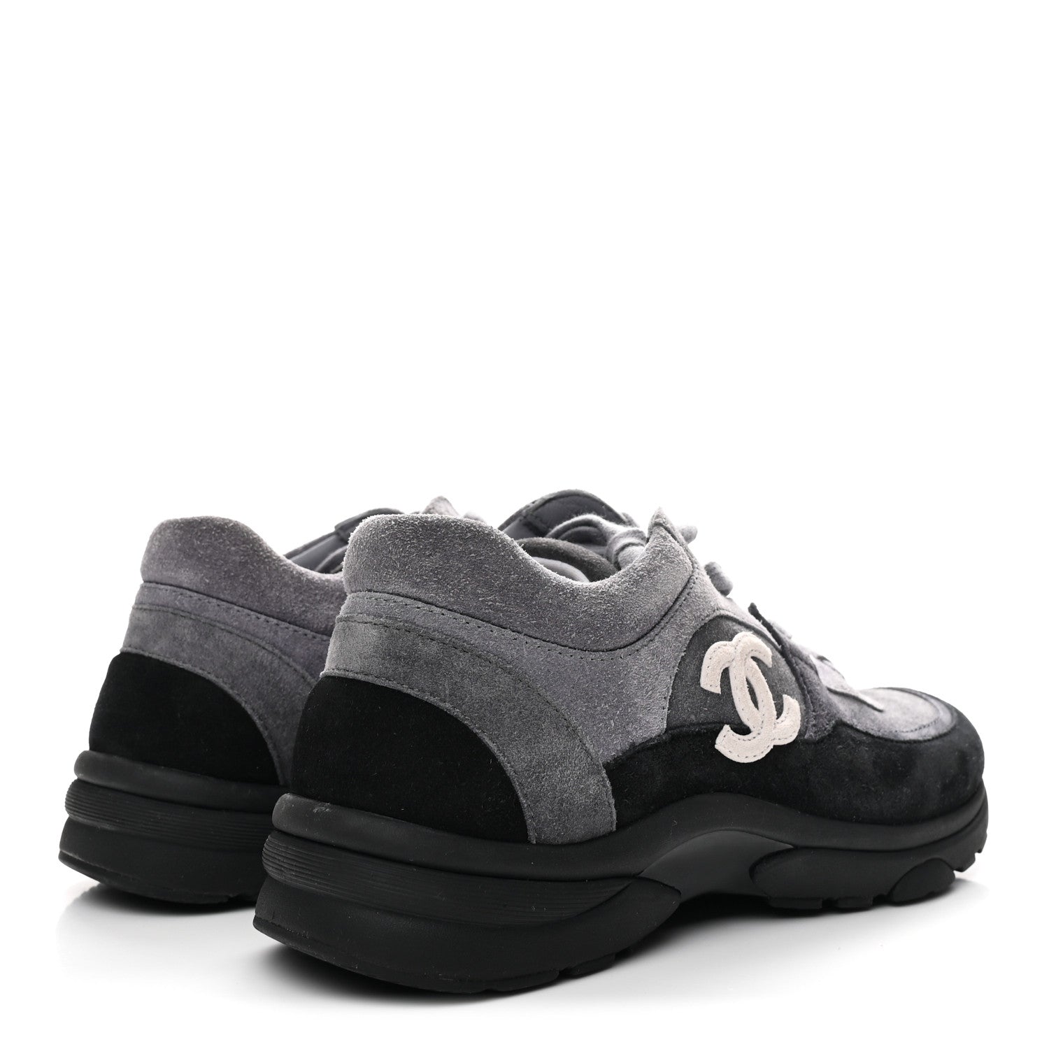 Suede Calfskin CC Sneakers 36.5 Black Grey