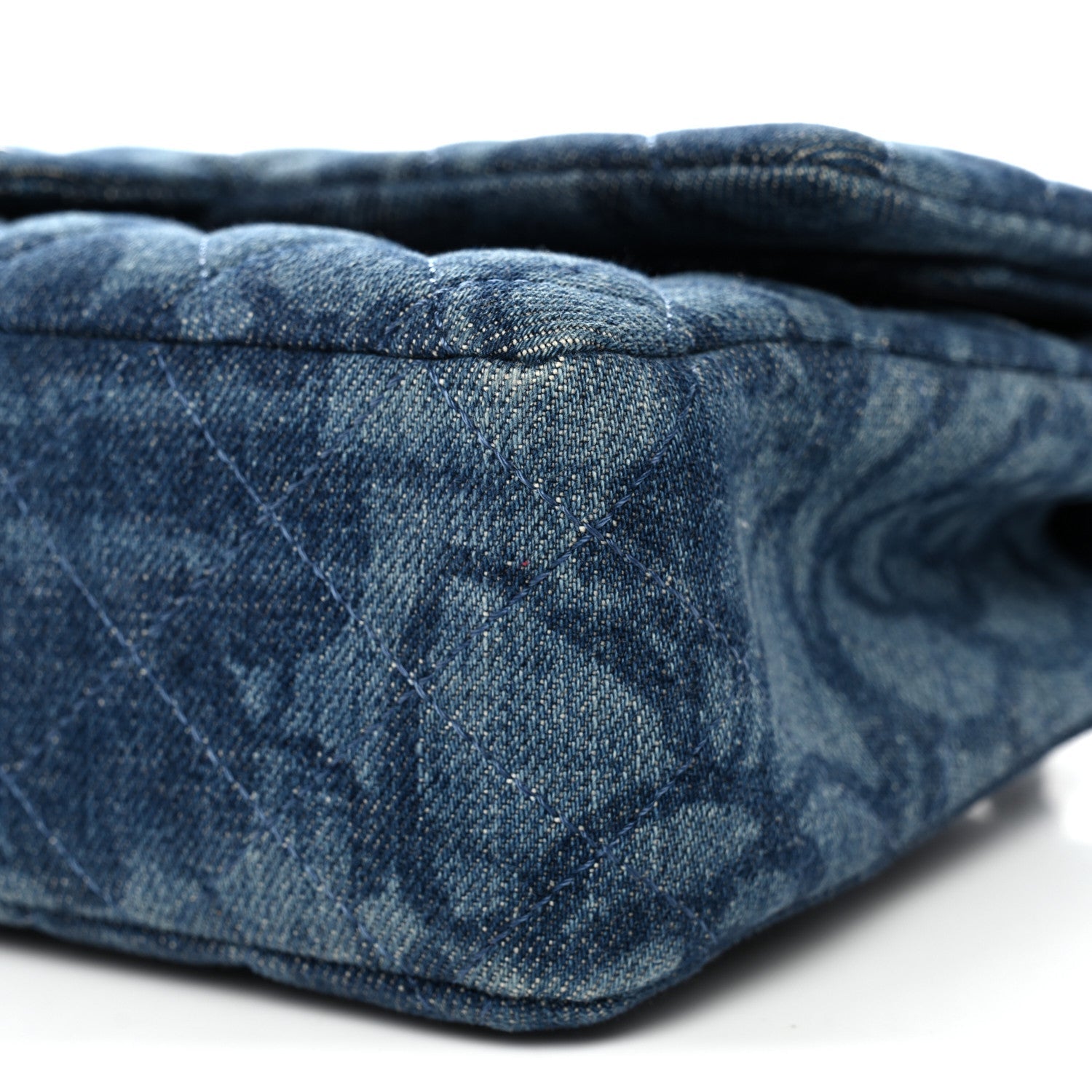 Denim Quilted Medium Camellia Flap Blue