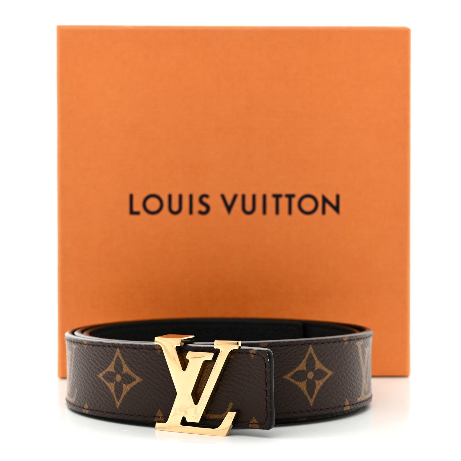 Calfskin Monogram 30mm LV Initiales Reversible Belt 85 34 Black