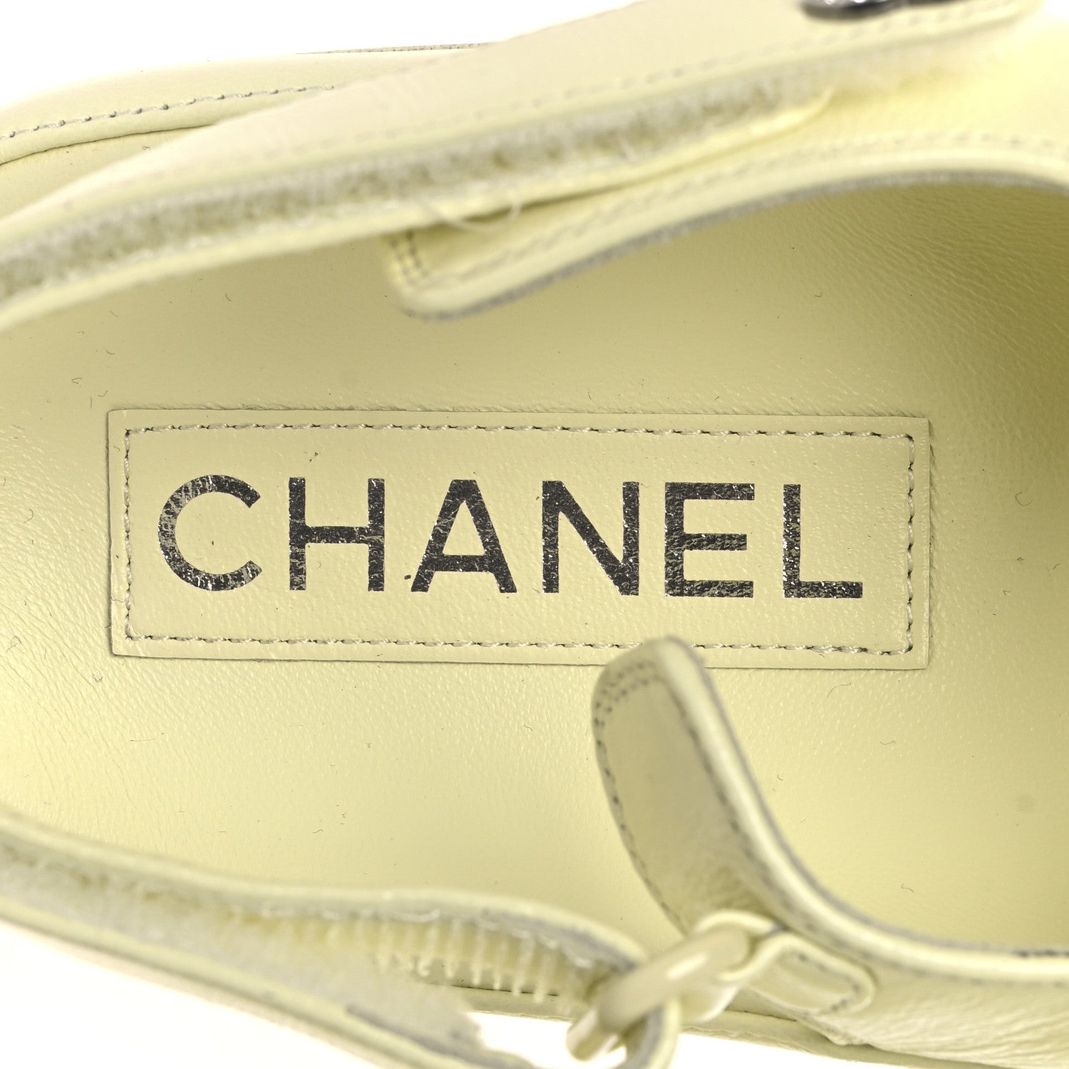 Lambskin Crystal CC Velcro Dad Sandals 39.5 Light Yellow
