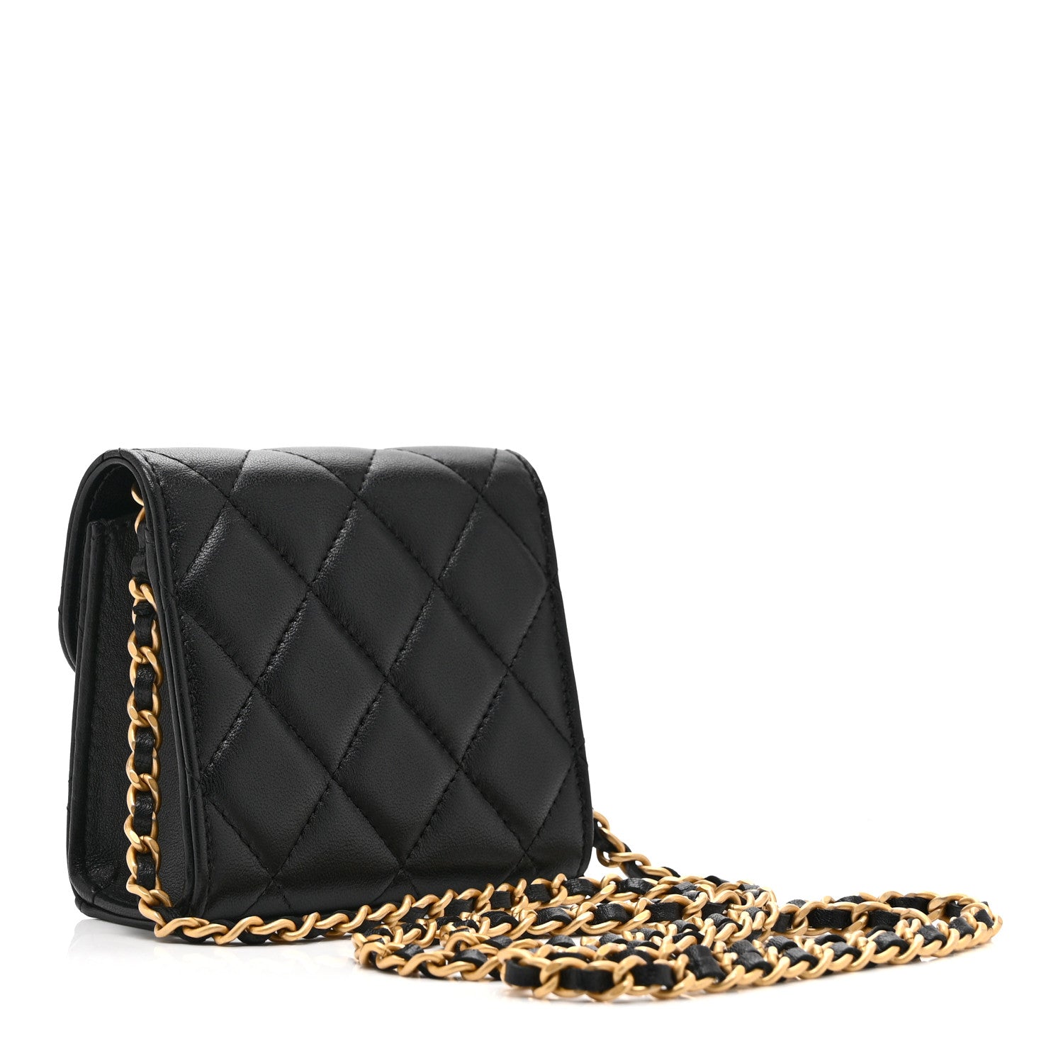 Lambskin Plexiglass Quilted Coco Love Clutch With Chain Black