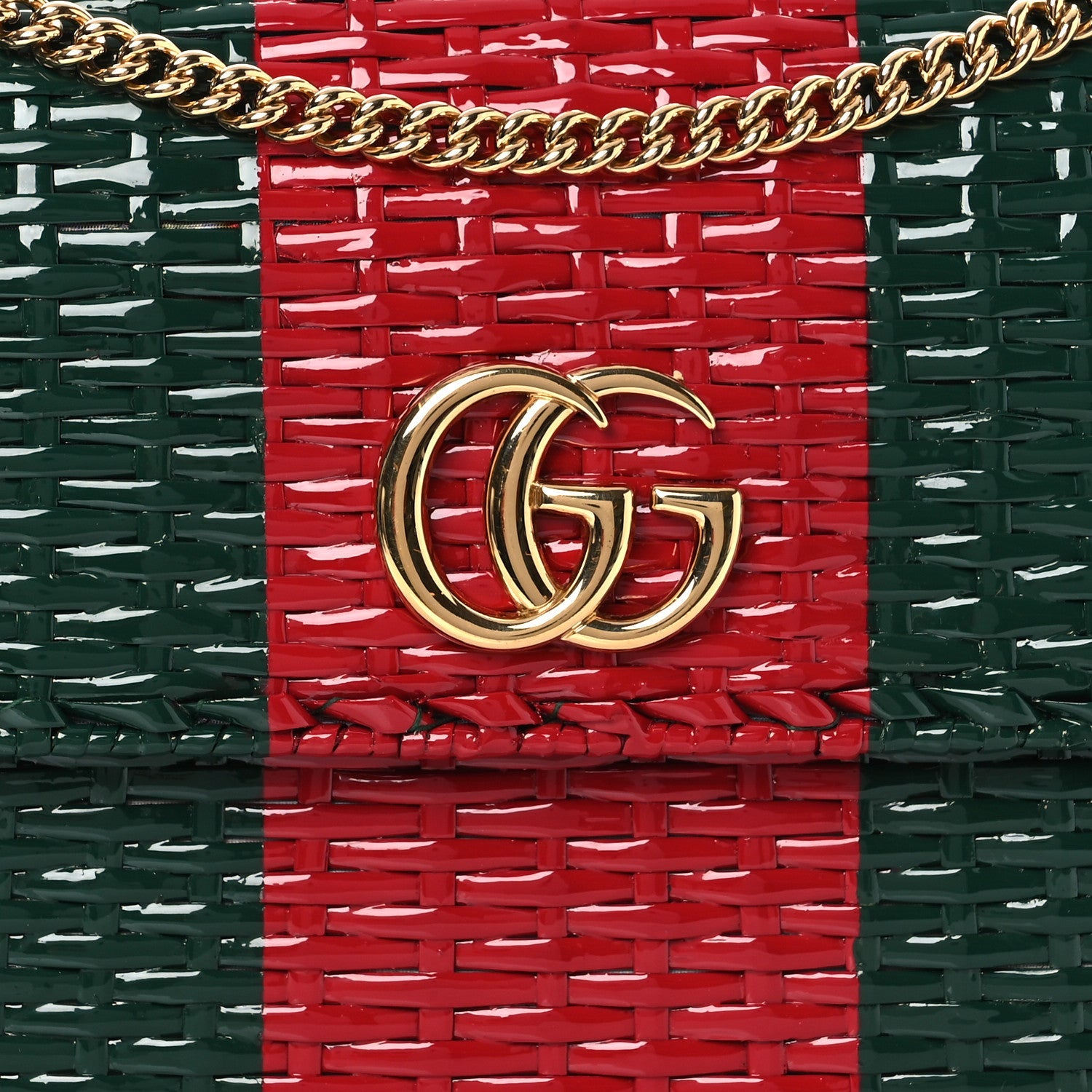 Glazed Wicker Stripe Small Cestino Shoulder Bag Green