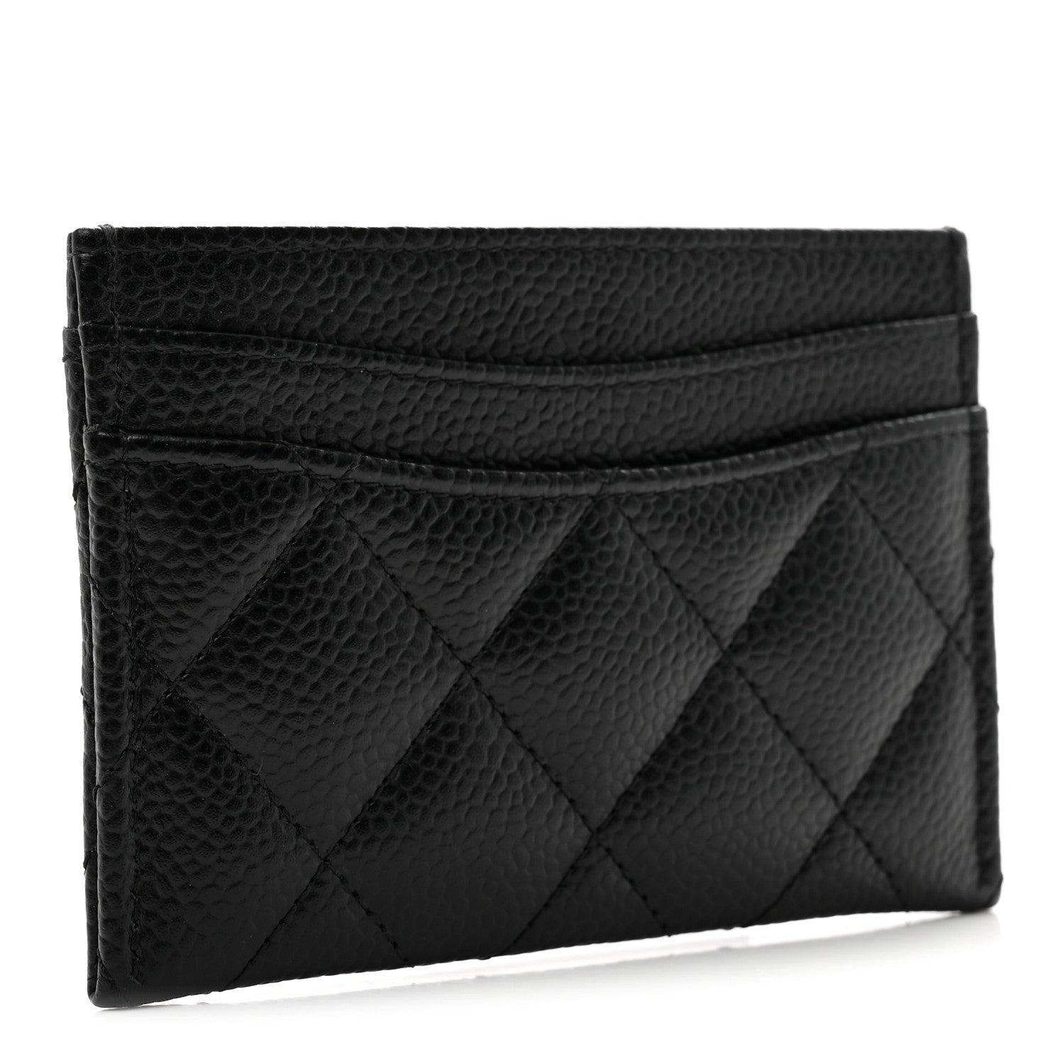 Caviar Quilted Card Holder Black